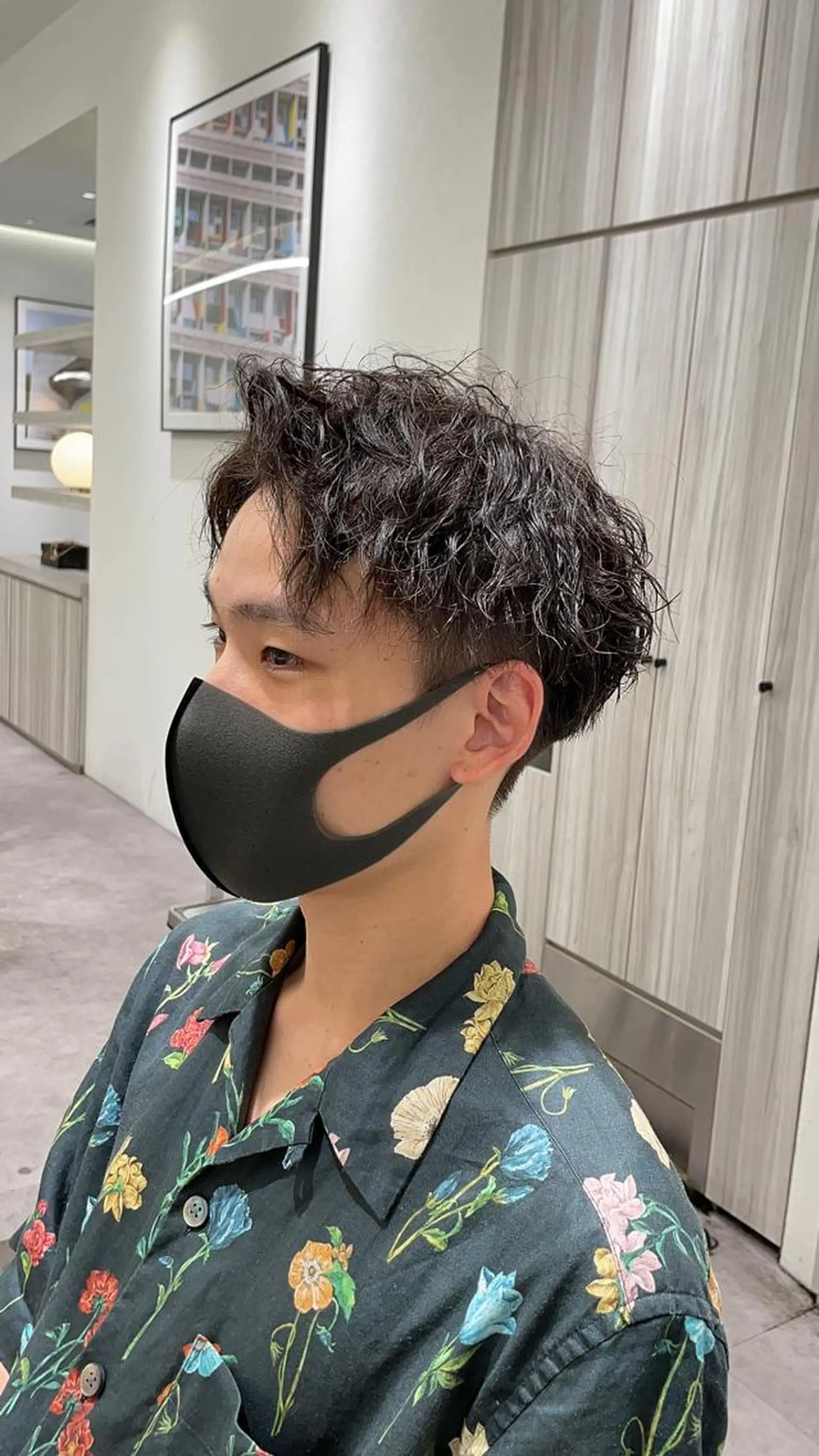 ショート パーマ メンズ アップバング カット メンズ特化店長✨ 9/13空◎岡本一真のヘアスタイル
