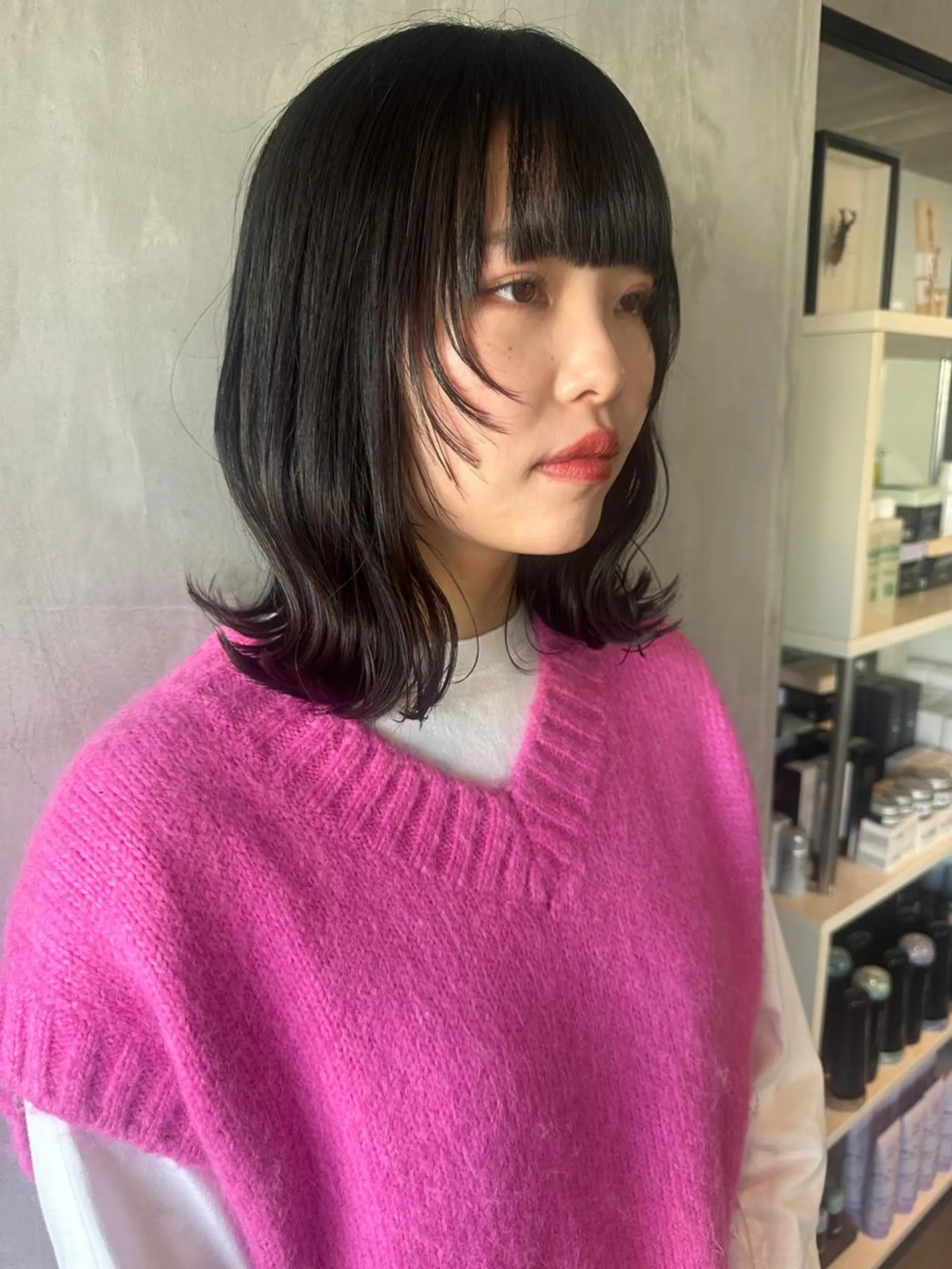 ミディアム カラー ヘアアレンジ 顔周りカット カット ヘアセット stylist/蛯谷 珠里のヘアスタイル