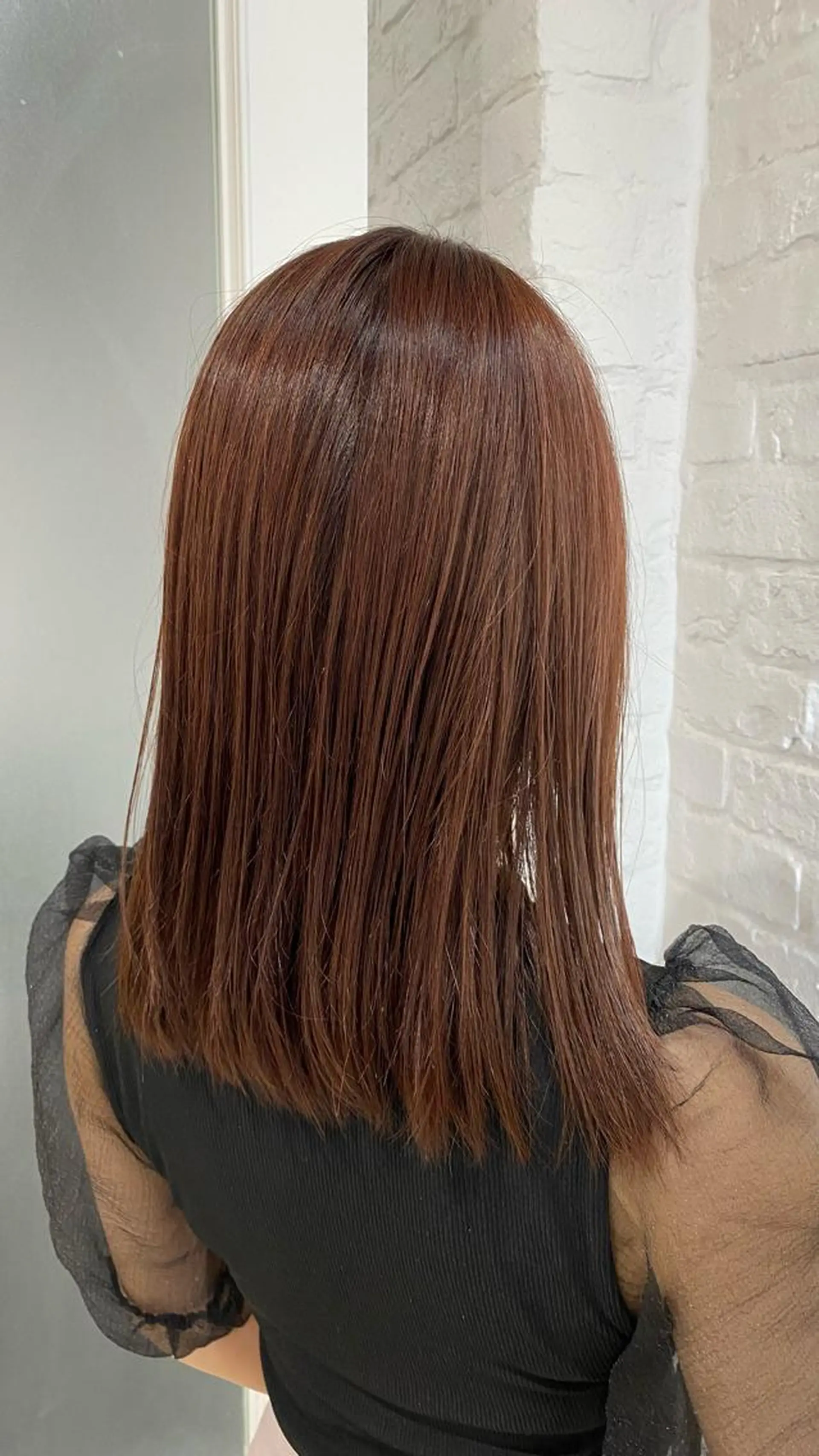 ミディアム カラー ブラウンカラー ピンクカラー ピンクブラウン カット トリートメント 森部 杏菜のヘアスタイル