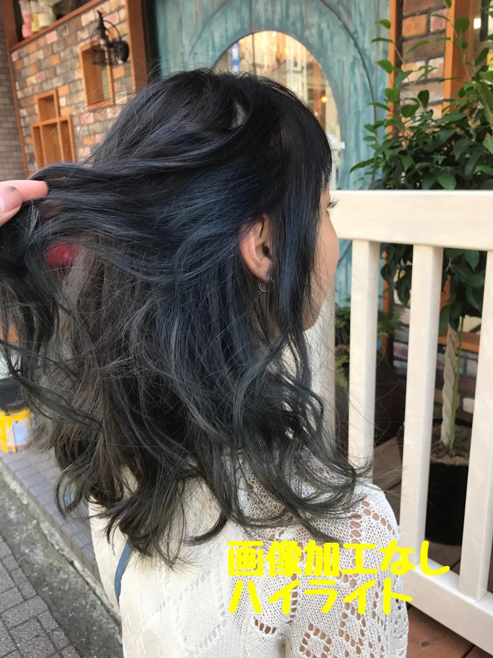 セミロング カラー ブルーカラー ハイライトカラー ハイライト 平尾 拓也のヘアスタイル