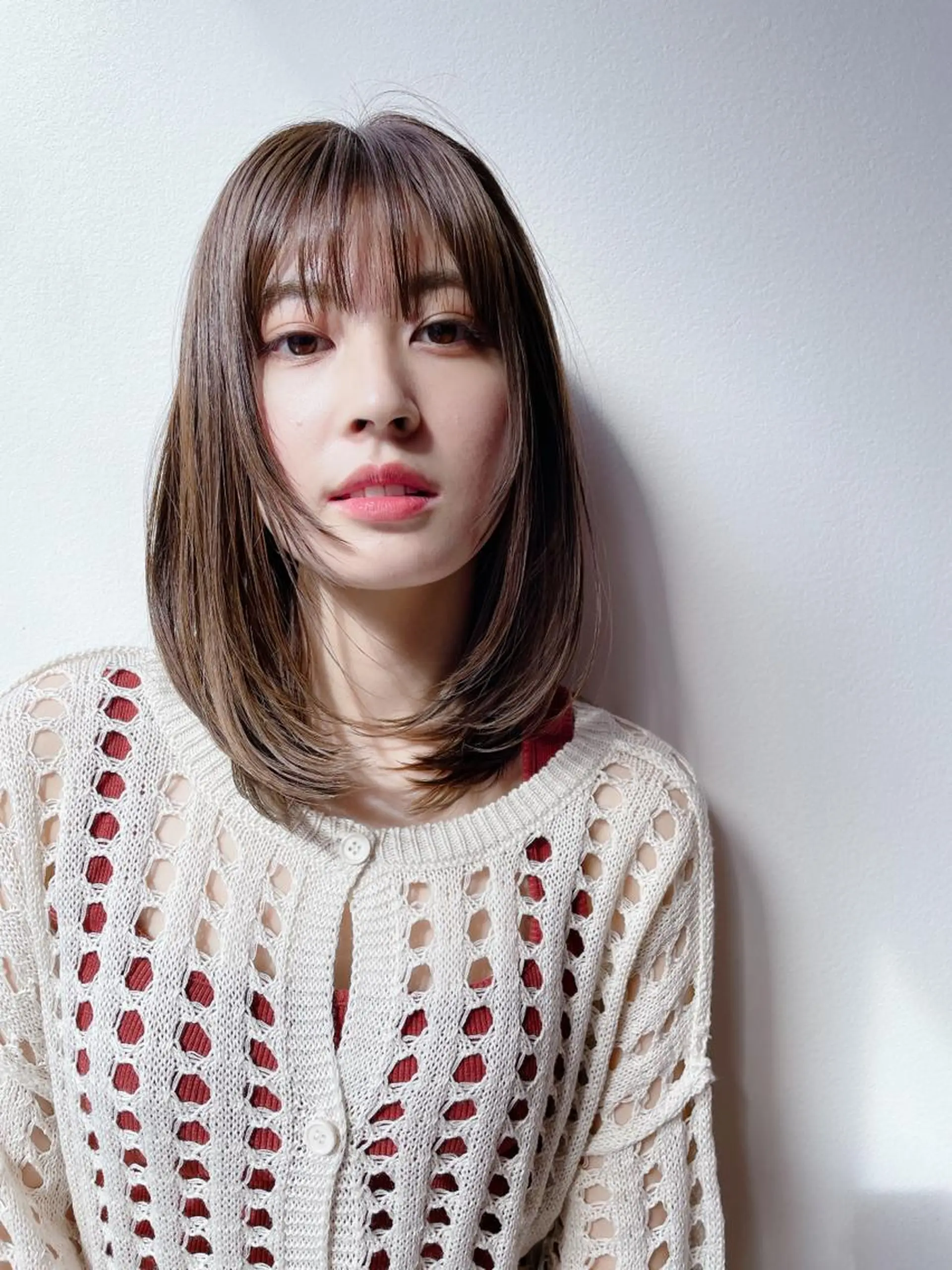 セミロング ミストバング ボブ デザインカット 学生 似合わせカット カット ヘアカラー k-two esora 池袋店所属・土佐 優奈のヘアスタイル