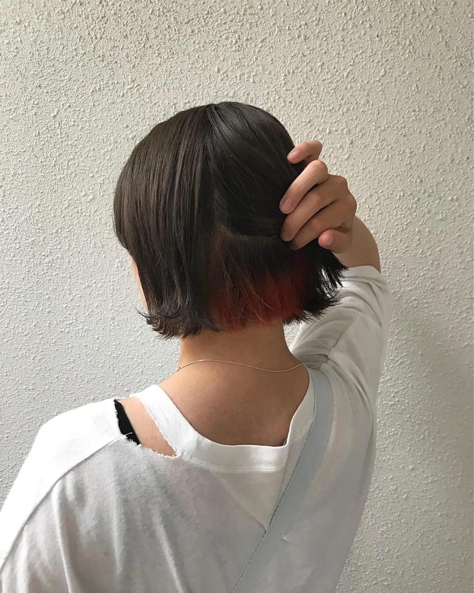 ショート カラー ダブルカラー オレンジ インナーカラー/天神 ブリーチ/吉田のヘアスタイル