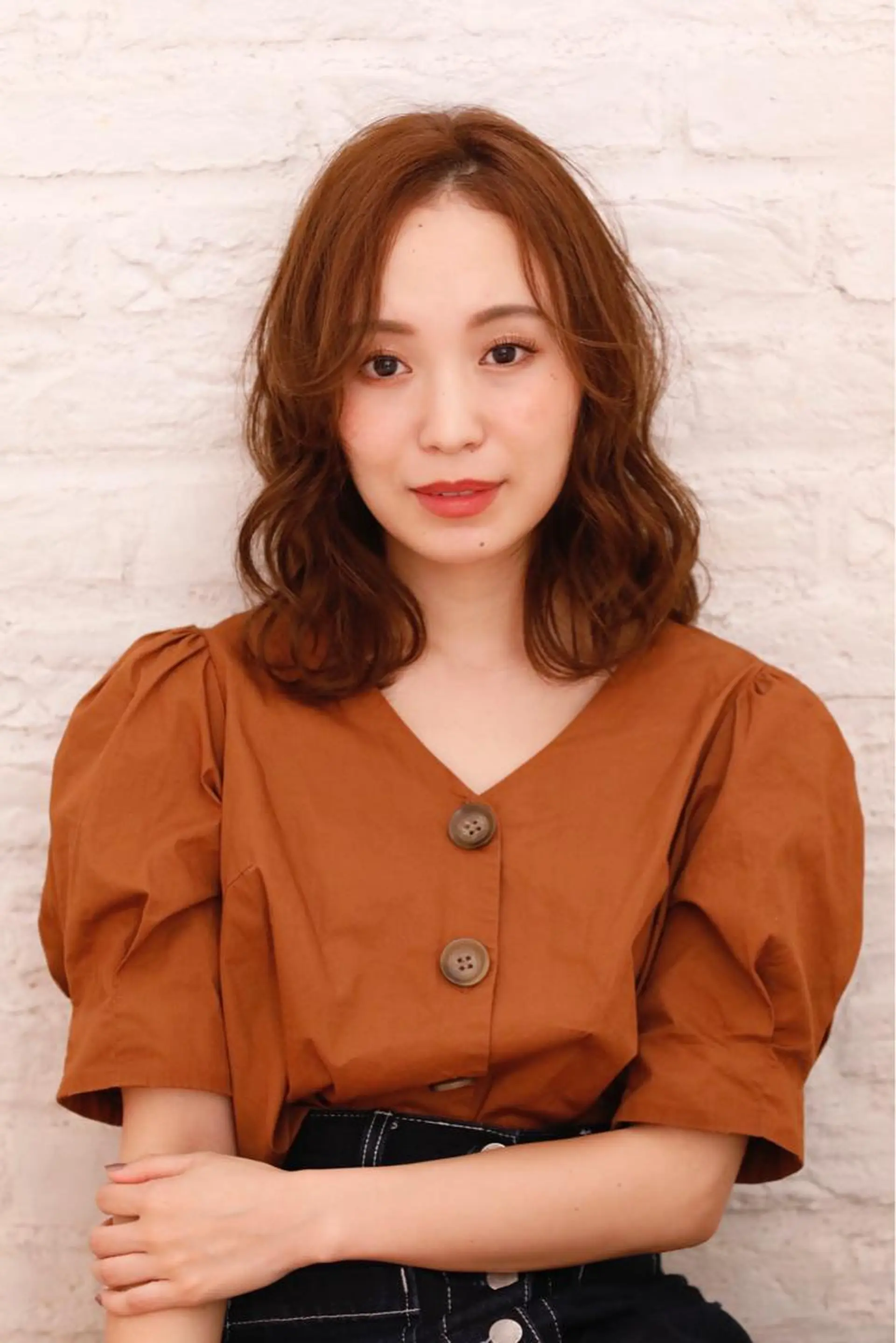 ミディアム パーマ カット パーマ トリートメント 渡辺 加菜子のヘアスタイル