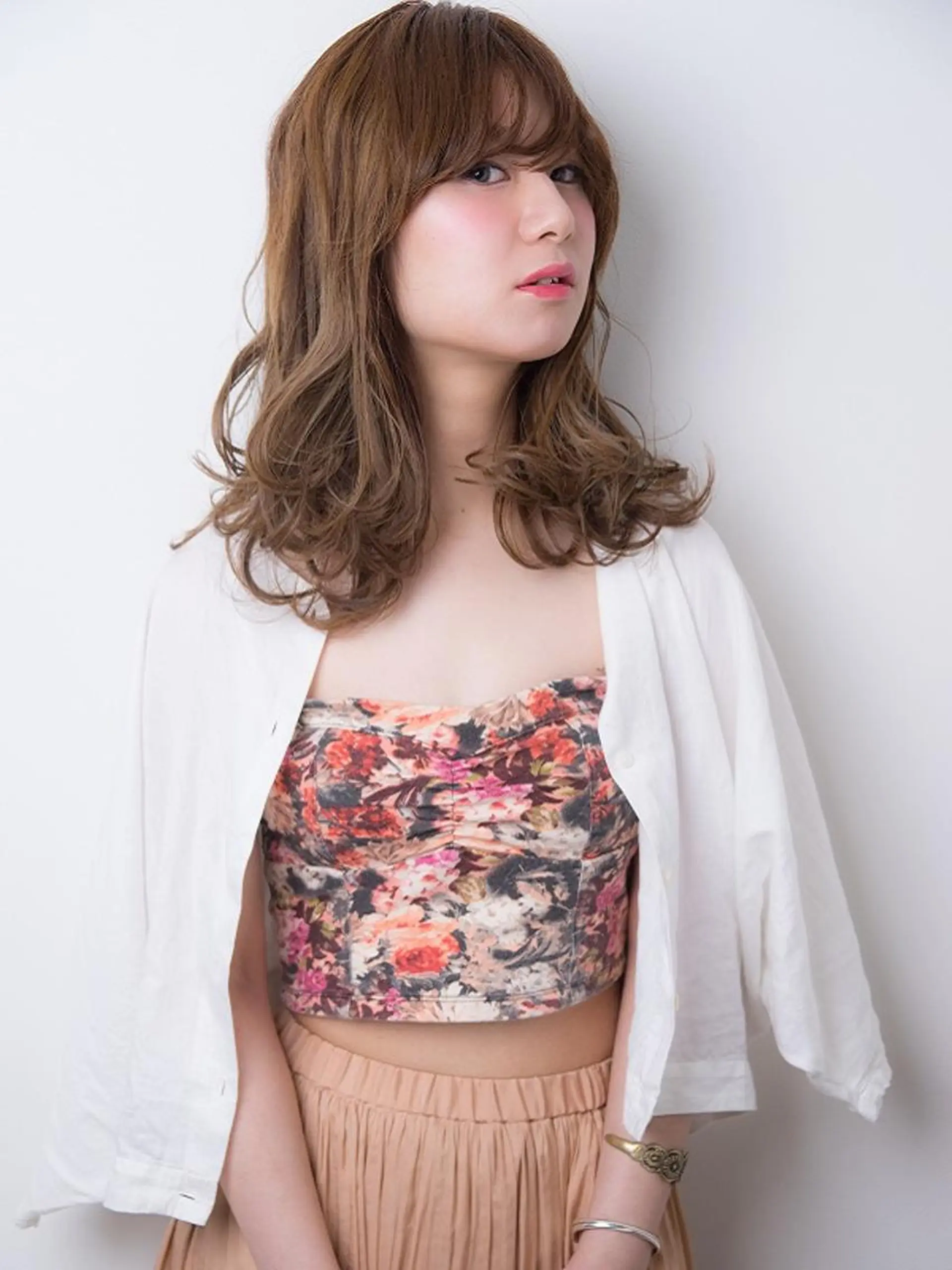セミロング カラー パーマ 透明感カラー 小顔カット ✨hair make flencia✂️✨のヘアスタイル