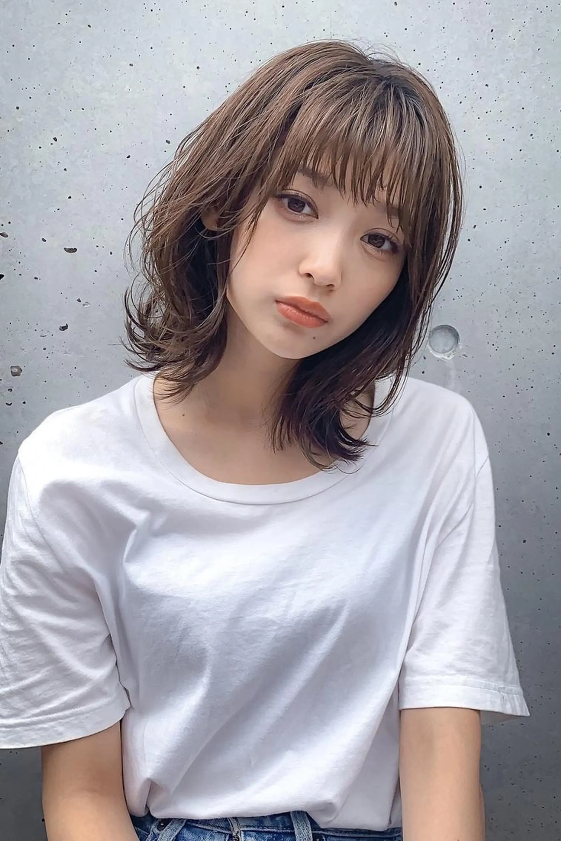 セミロング セミロングパーマ ボブ くびれヘア 顔まわりレイヤー ハイライト 髪質改善TABATA YUUKI 表参道のヘアスタイル