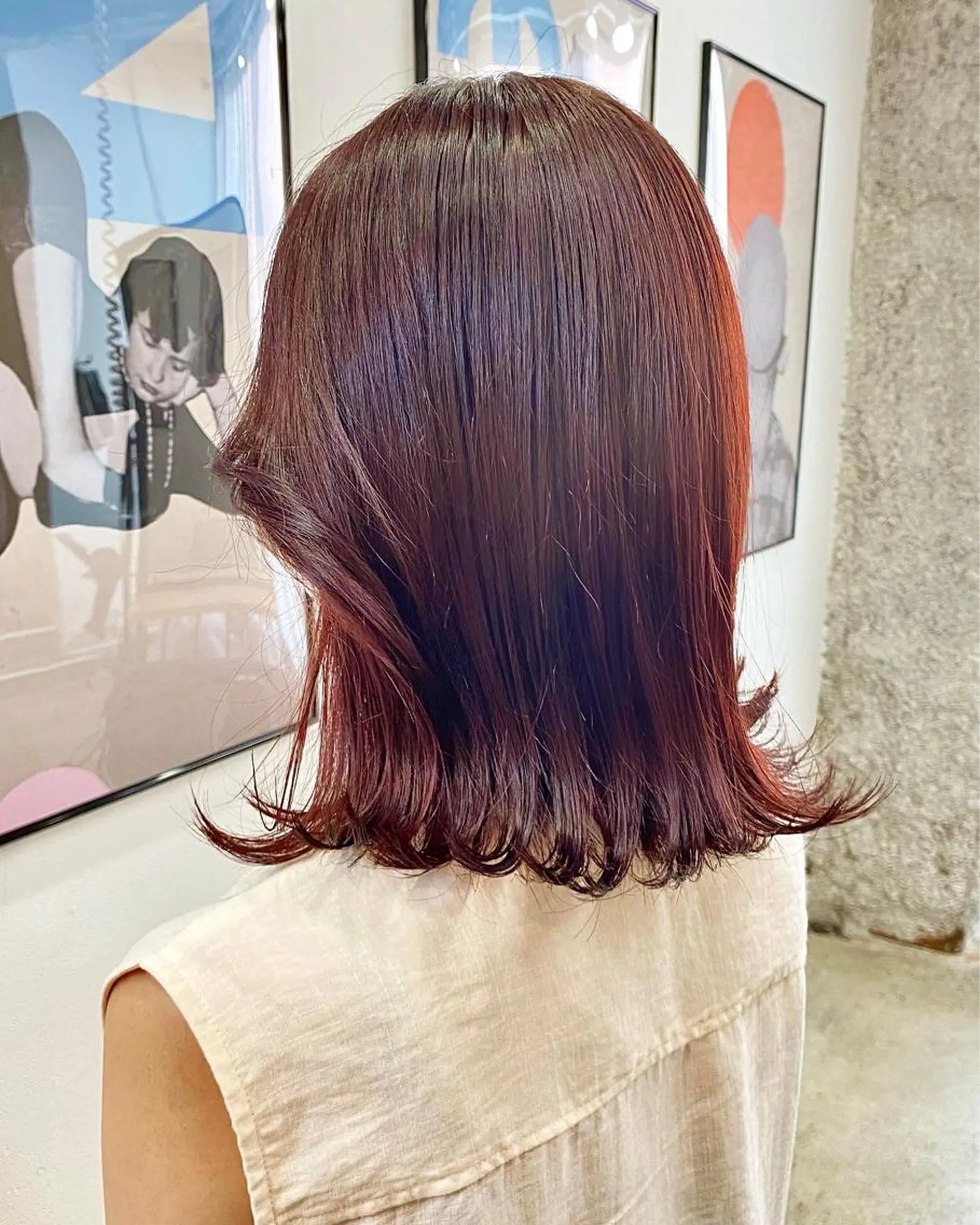 ミディアム カラー ブラウンカラー ピンクカラー ピンクブラウン ヘアカラー 暖色カラー/天神/ ヘイマサクラのヘアスタイル