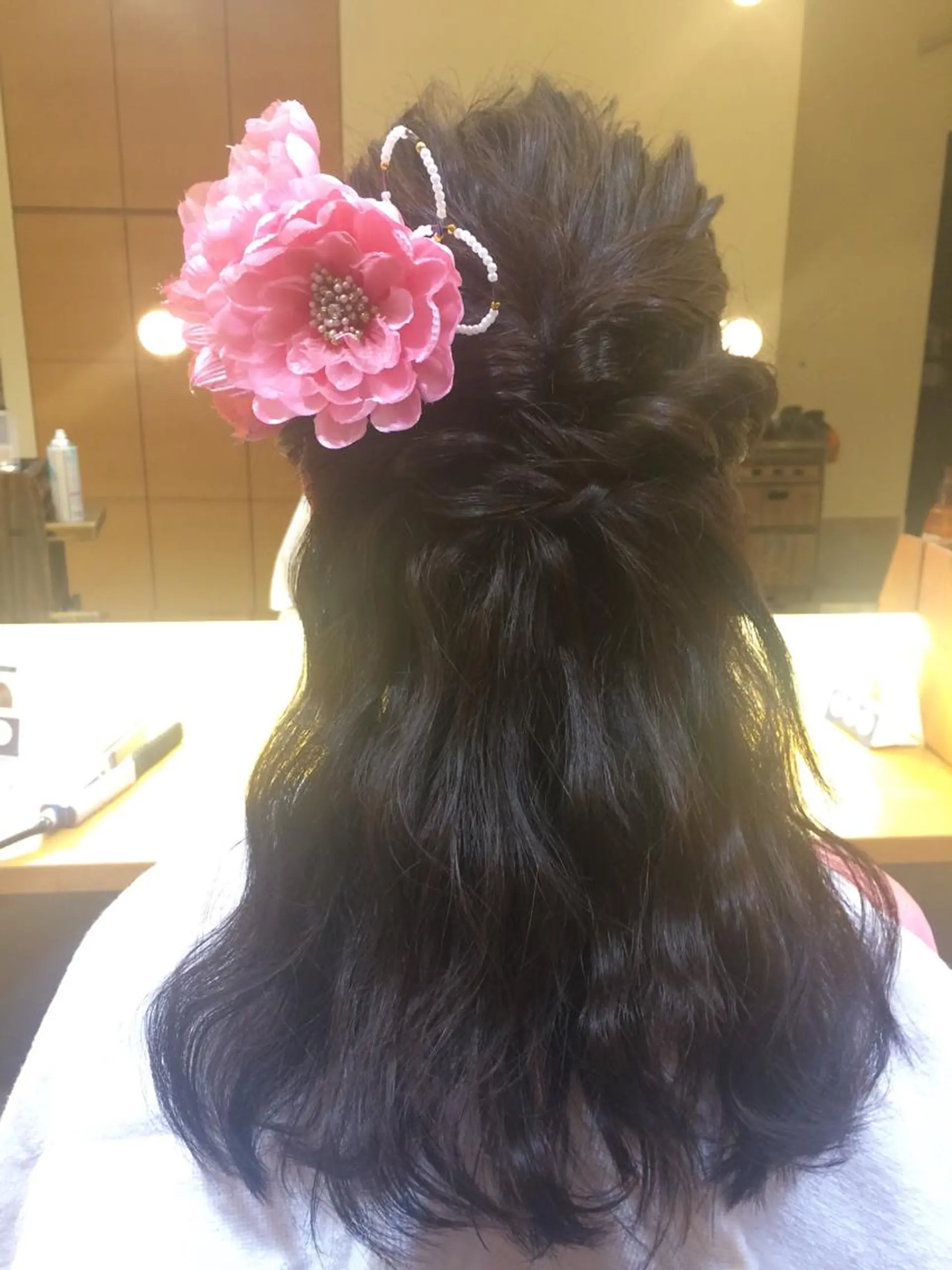 ロング カラー ヘアアレンジ ハーフアップ メンズパーマの巨匠 鈴木純のヘアスタイル