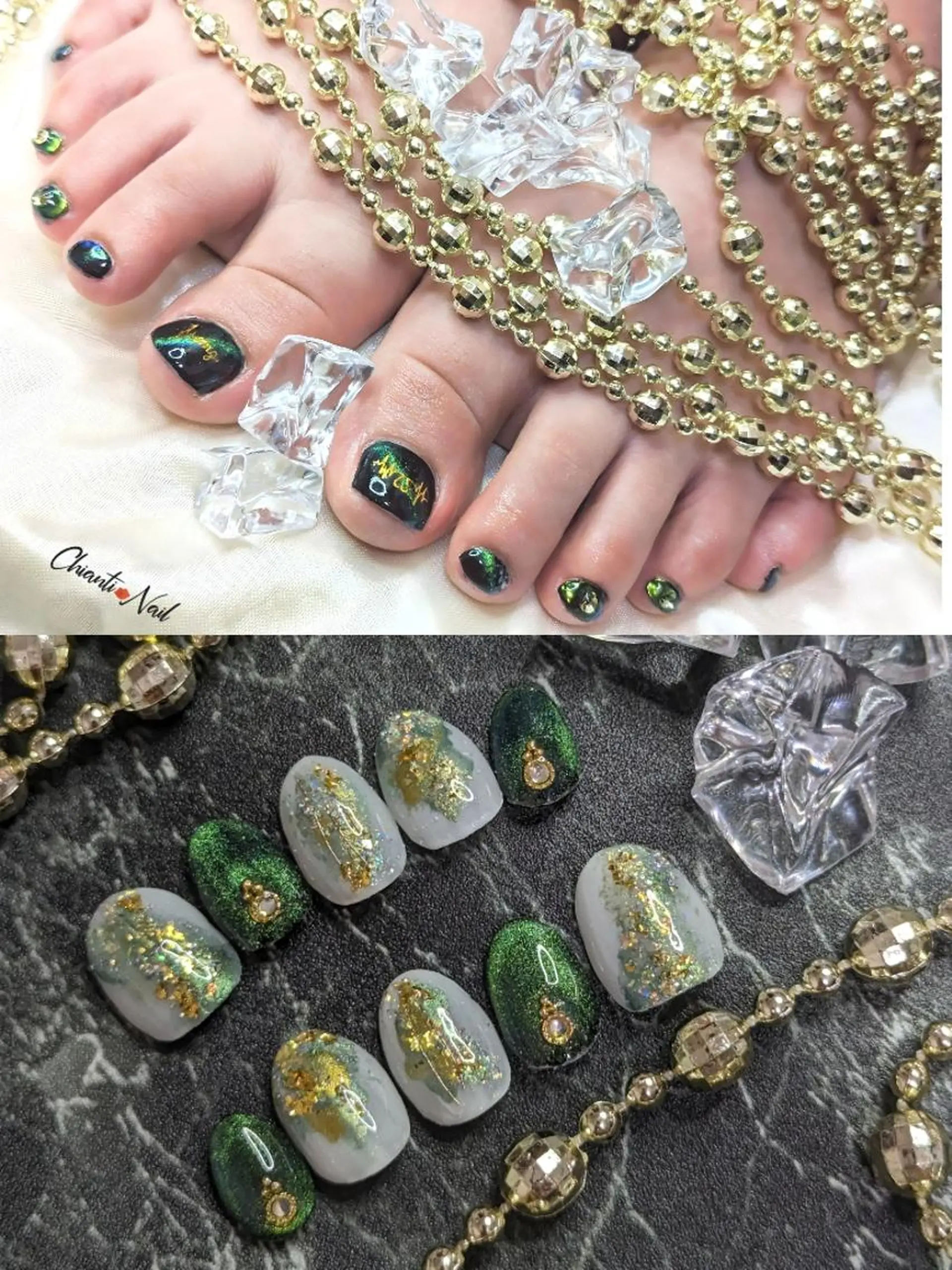 ネイル フットネイル グリーン ネイルチップ Chianti Nailのネイルデザイン