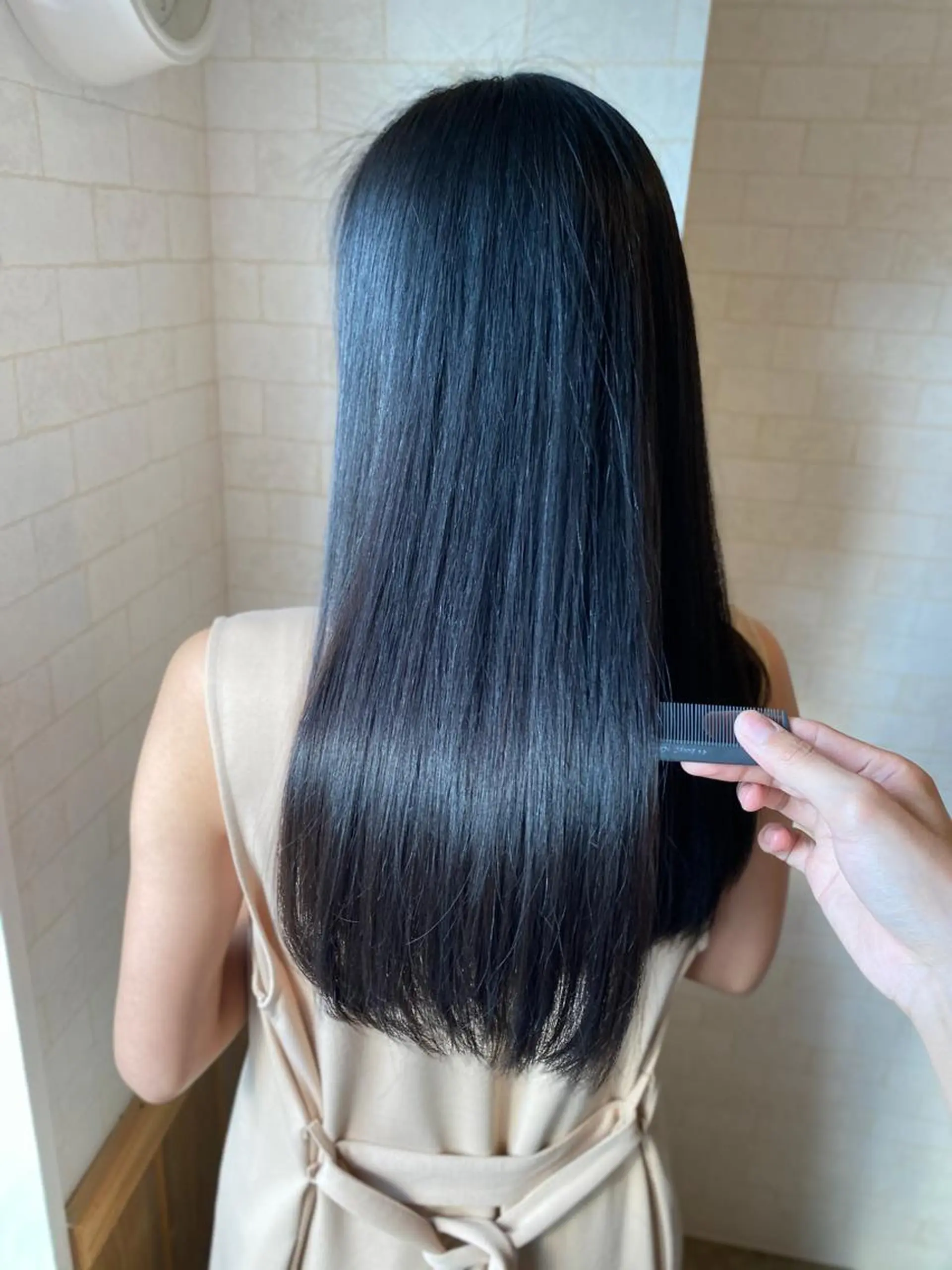 セミロング カラー 黒髪 ブルーカラー ブルーブラック トリートメント FLEUR by little所属・🌸モテヘア🌸 ﾀﾞｲﾁのヘアスタイル