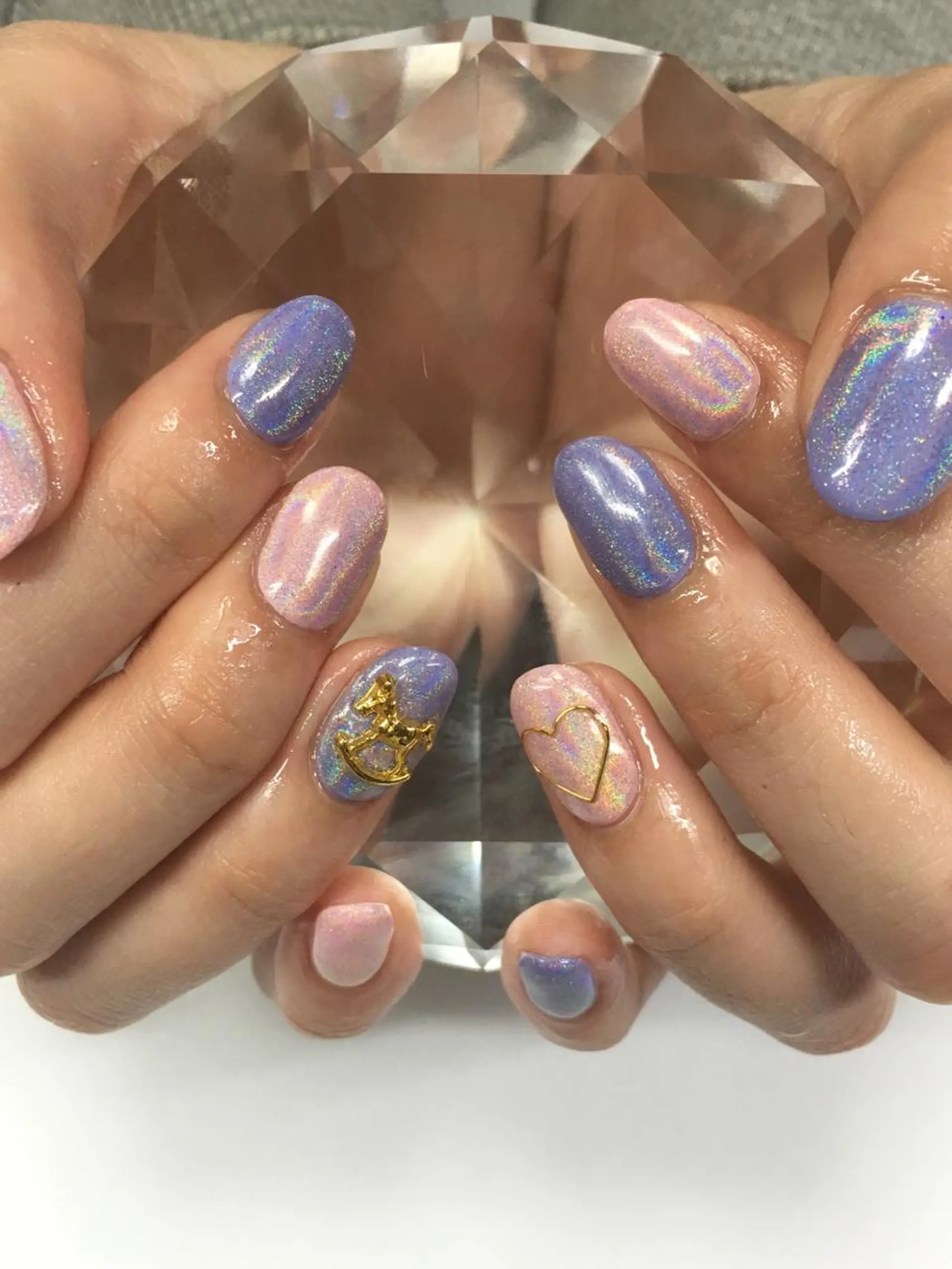 ネイル ゴールド ピンク パープル glow_ nailのネイルデザイン