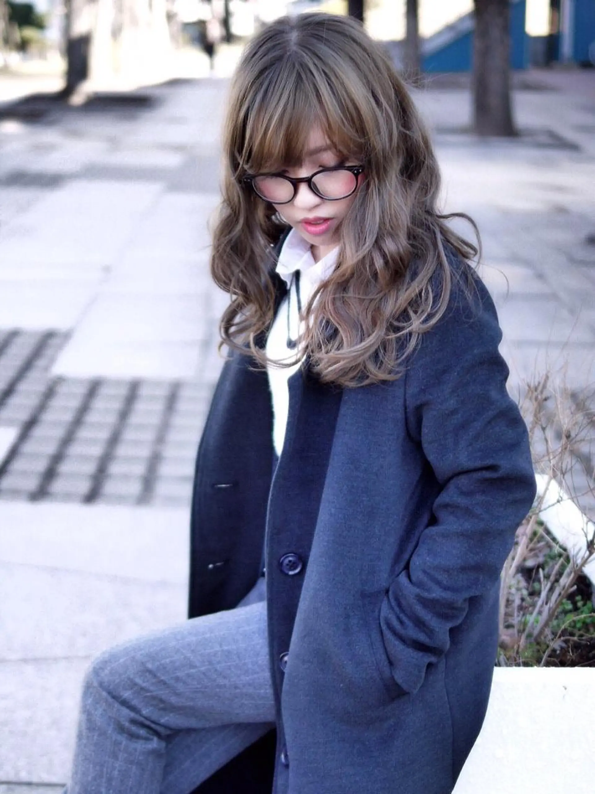 セミロング カラー ブルーカラー ブルージュ ハイライトカラー ハイライト 中嶋 【ナカジマ】のヘアスタイル