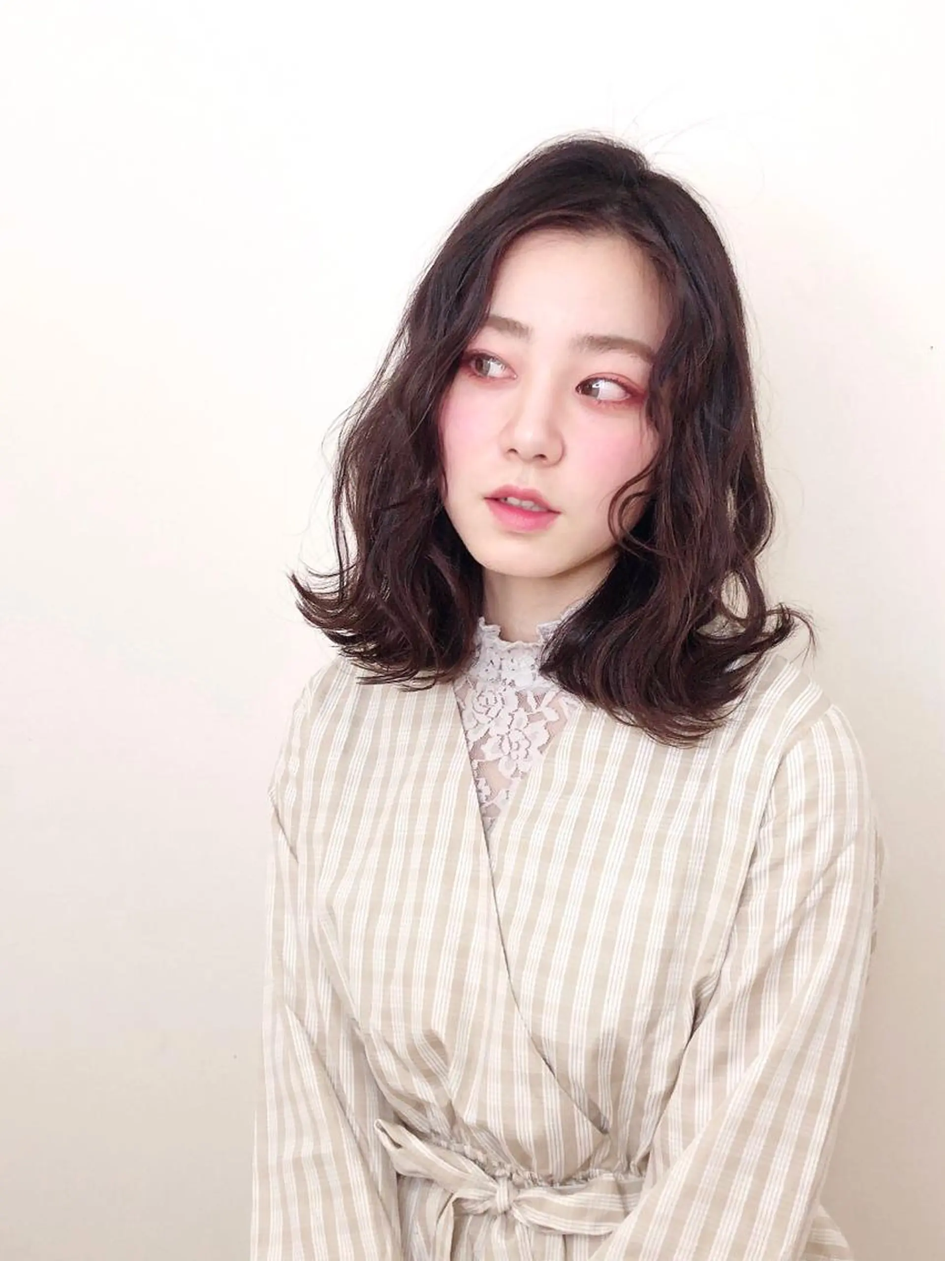 セミロング パーマ セミロングパーマ カット ヘアカラー 門田 恭弥のヘアスタイル