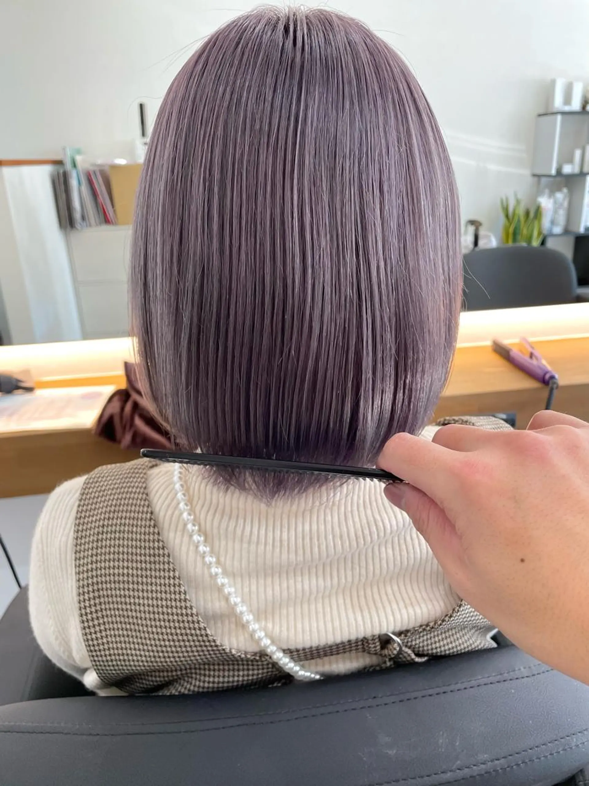 ショート ショートボブ 韓国風カラー ボブ ハイライト 髪質改善 hair terra ce M奈良店のヘアスタイル