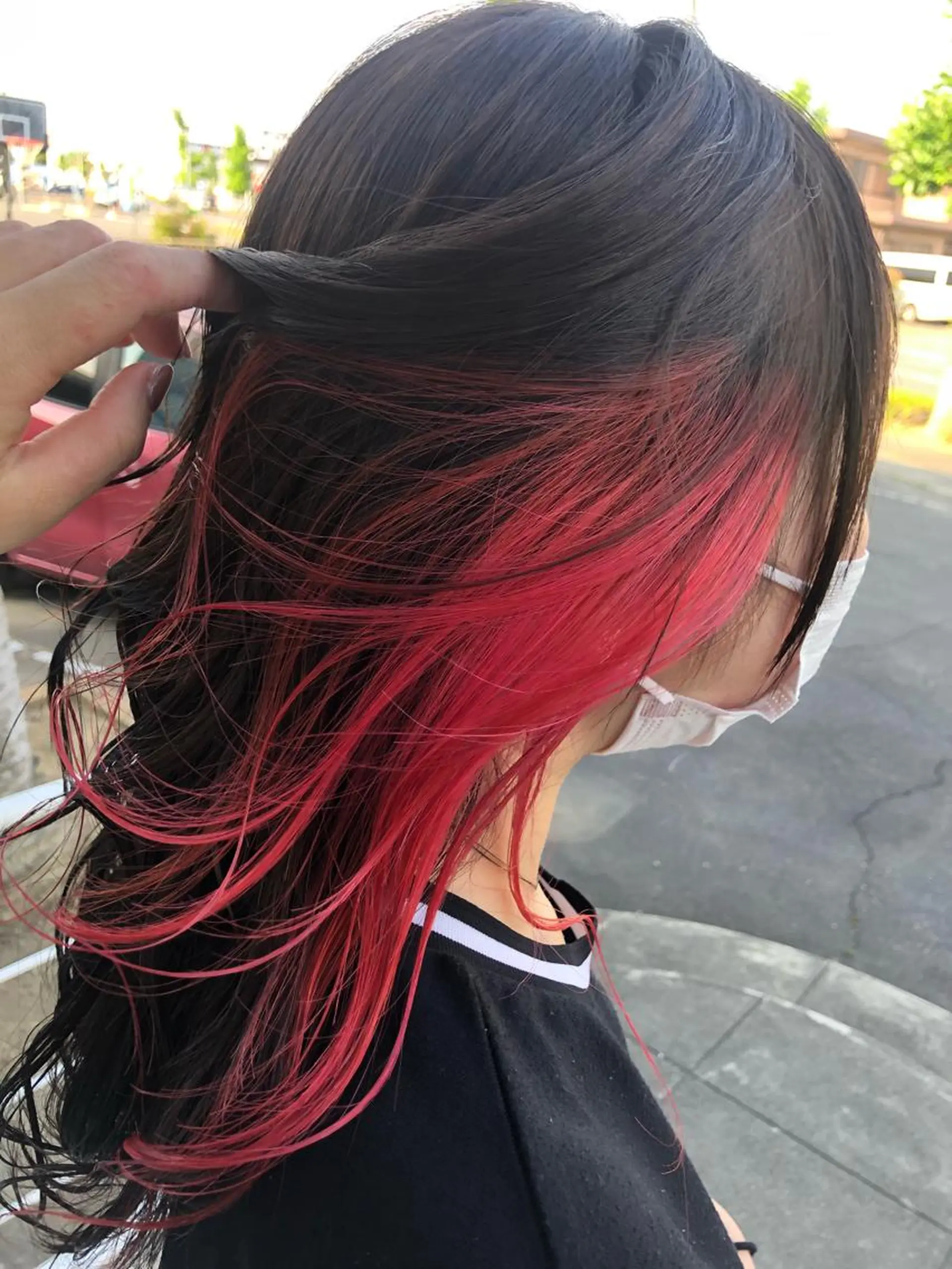 セミロング カラー ピンクカラー きらく あやののヘアスタイル