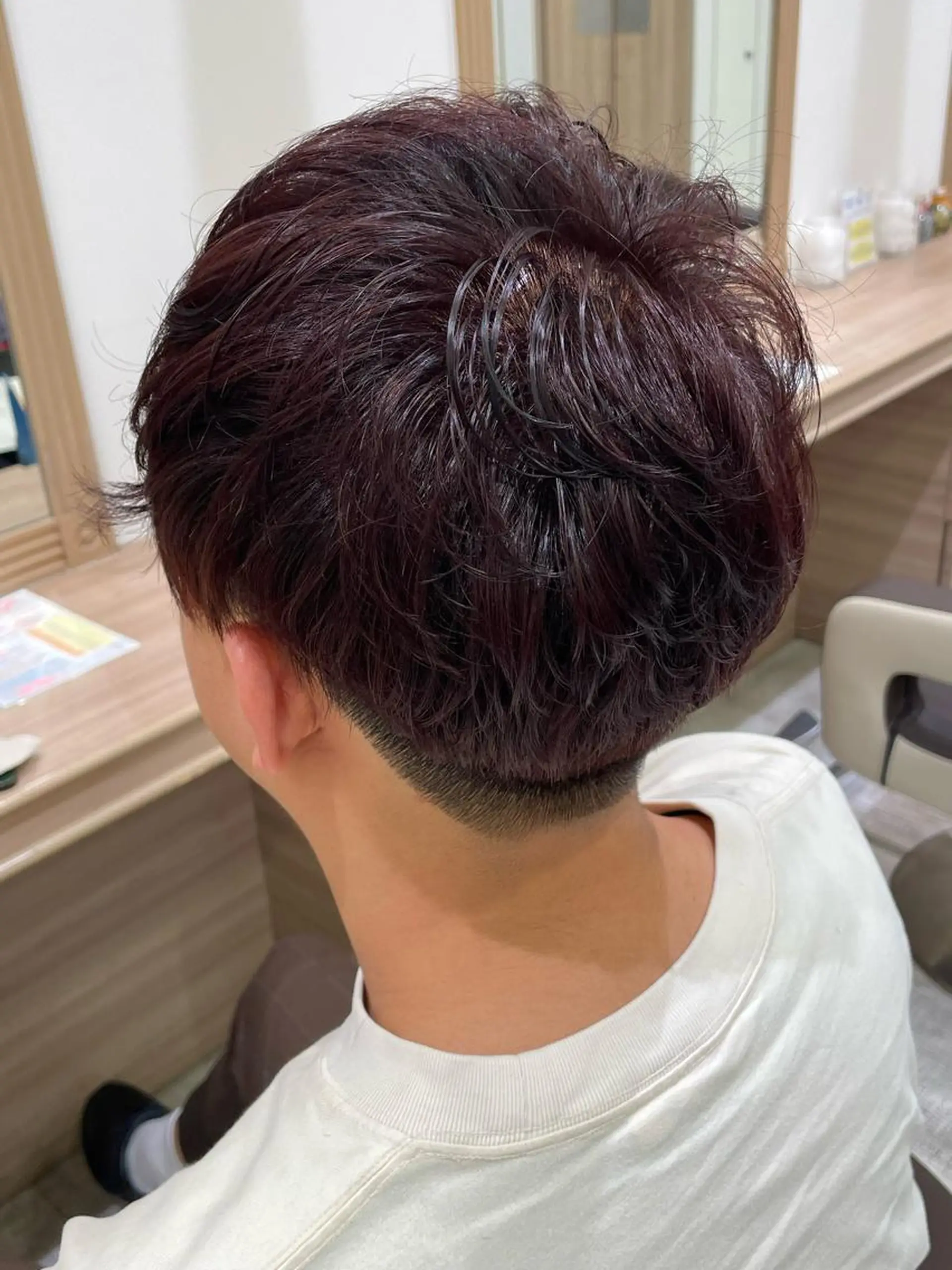 カラー パーマ メンズ メンズパーマ レッドカラー カット ヘアカラー トリートメント 加藤 未歩のヘアスタイル