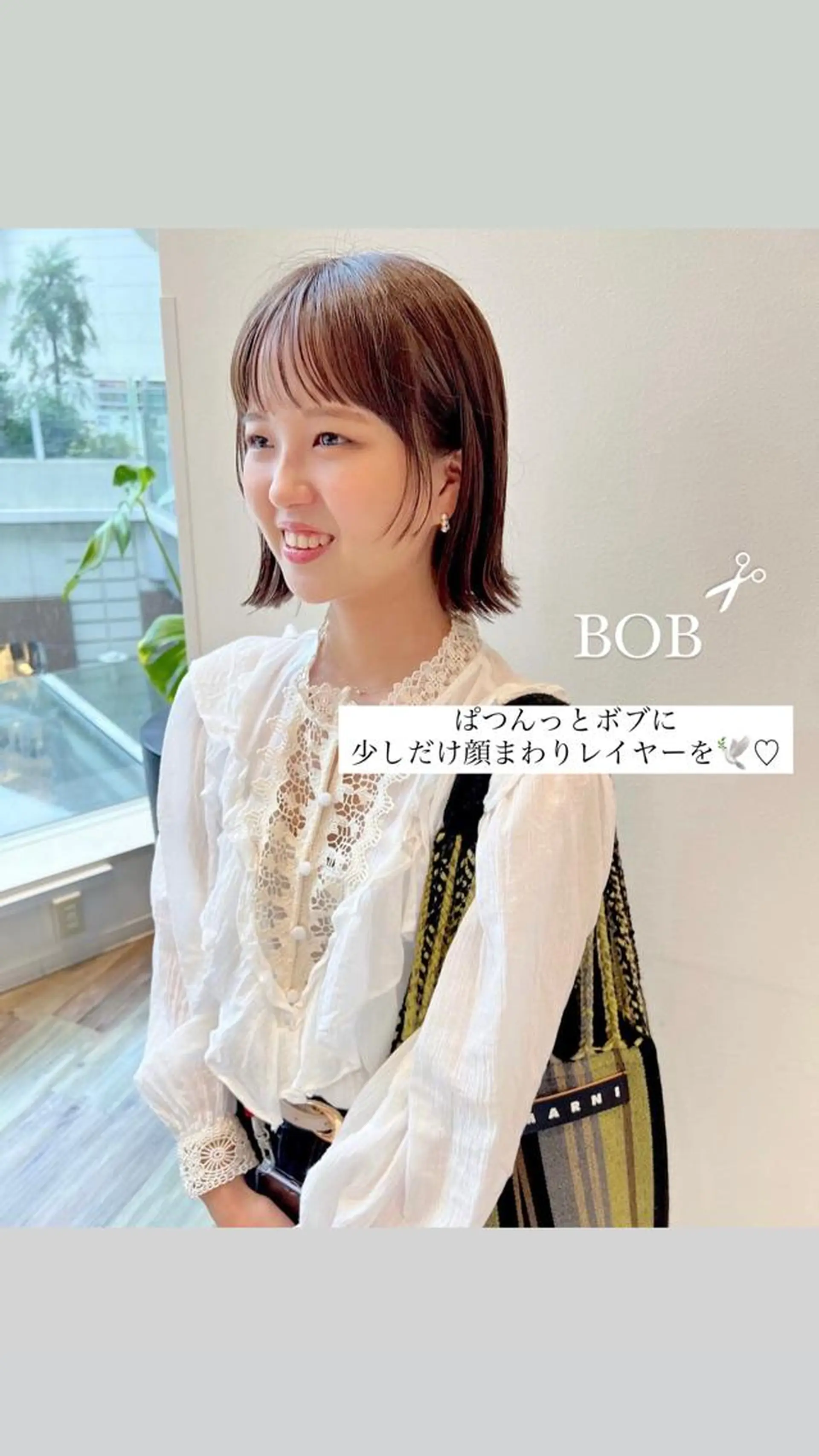 ショート カラー 切りっぱなしボブ ボブ 顔まわりレイヤー レイヤーカット BELLA/天王寺/ 似合わせ/木浦心のヘアスタイル