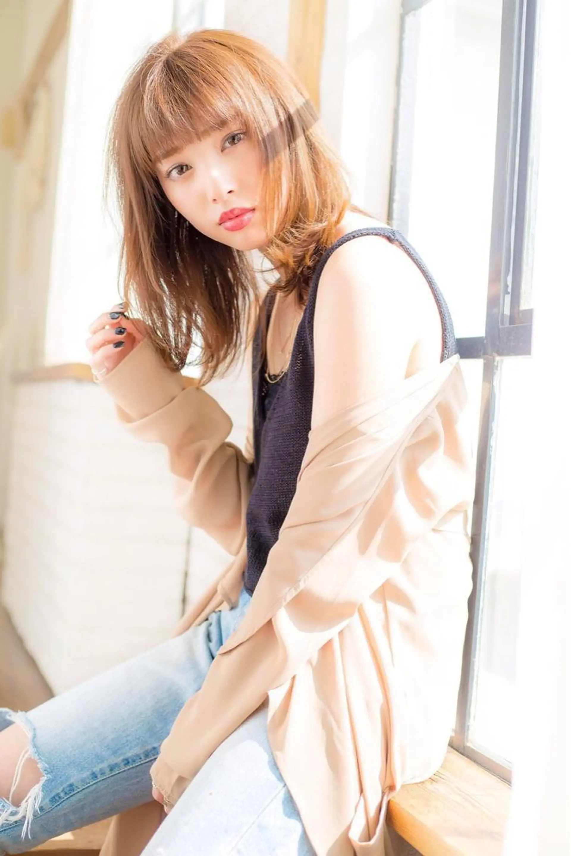 ミディアム カラー パーマ ヘアアレンジ Lond jeloud 名古屋所属・髪質改善 の達人/杉原碧仁のヘアスタイル