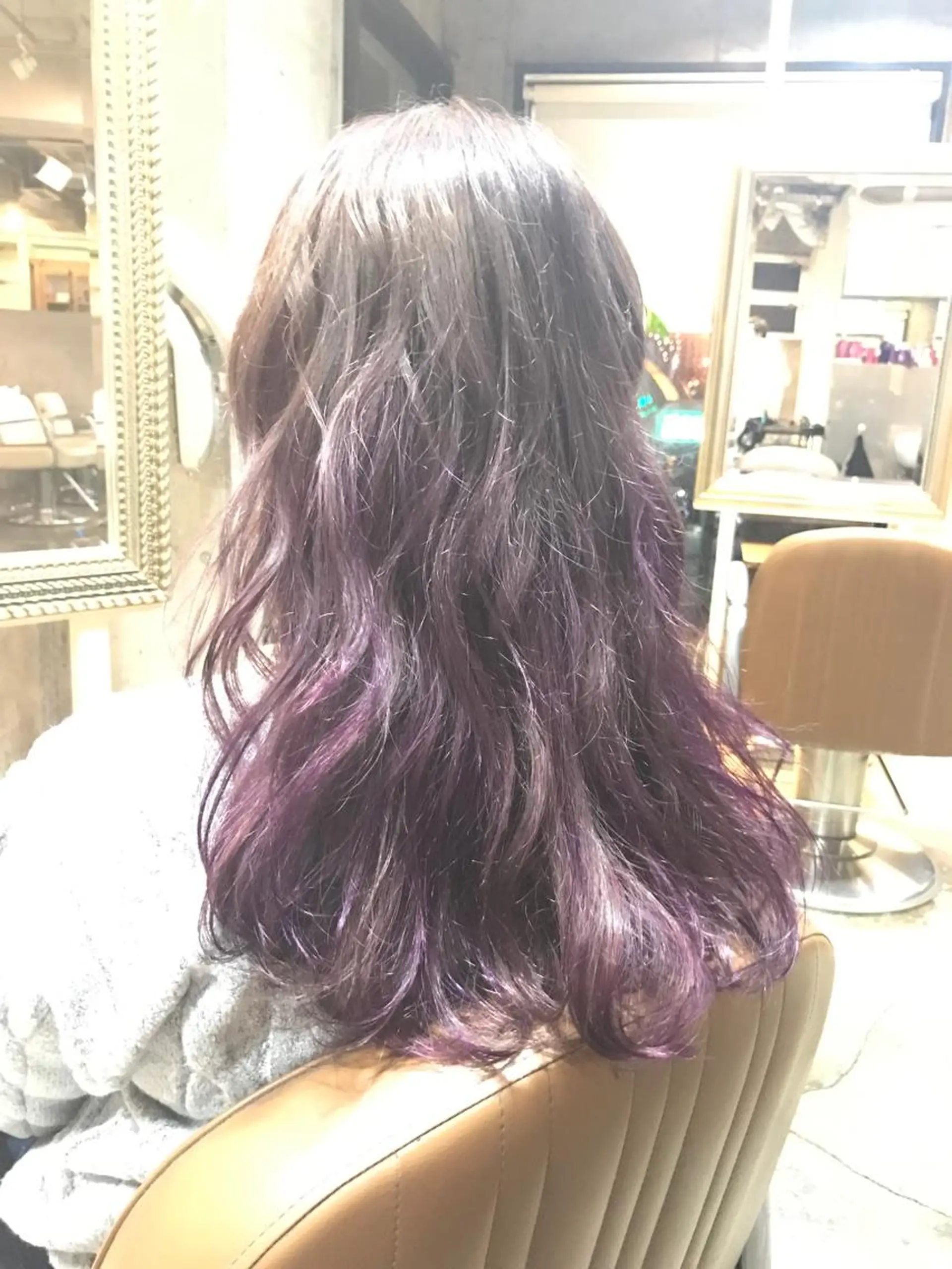 ロング カラー ダブルカラー パープルカラー 高比良 剛のヘアスタイル