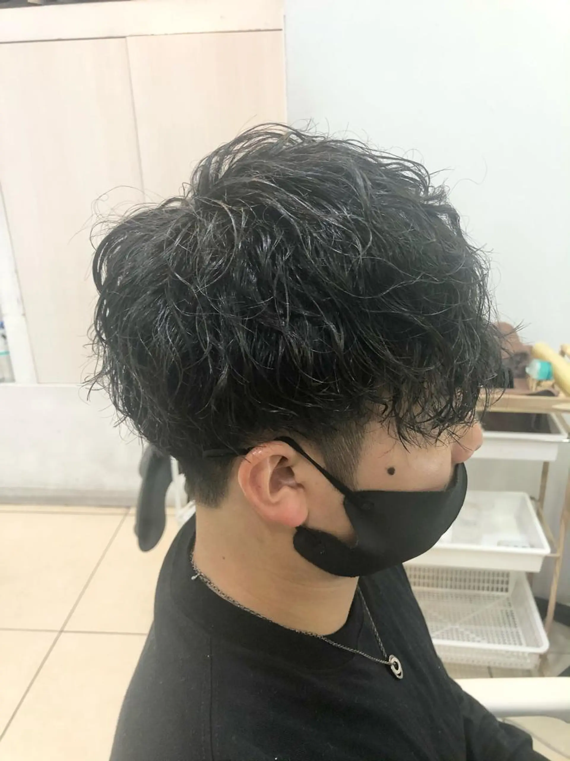 ショート パーマ メンズ 髪質改善× ハイライト溝江のヘアスタイル