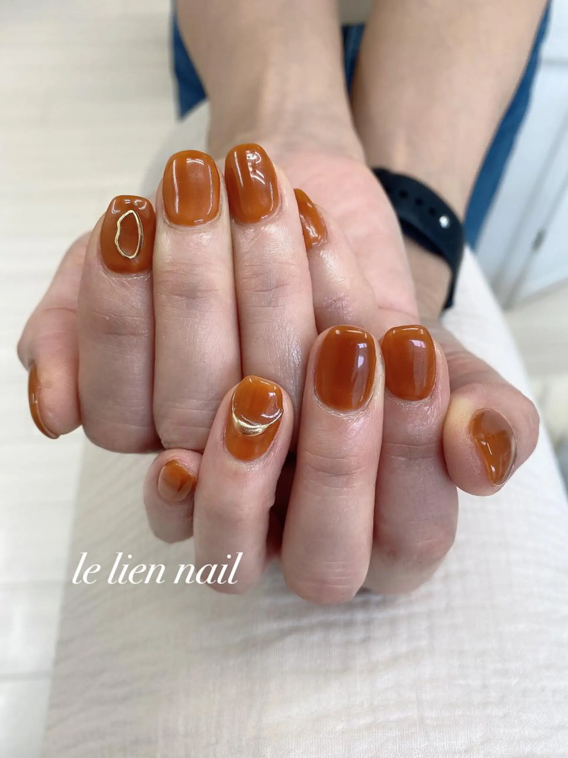 ネイル アートネイル べっ甲ネイル ワンカラーネイル ハンドネイル le lien nailのネイルデザイン