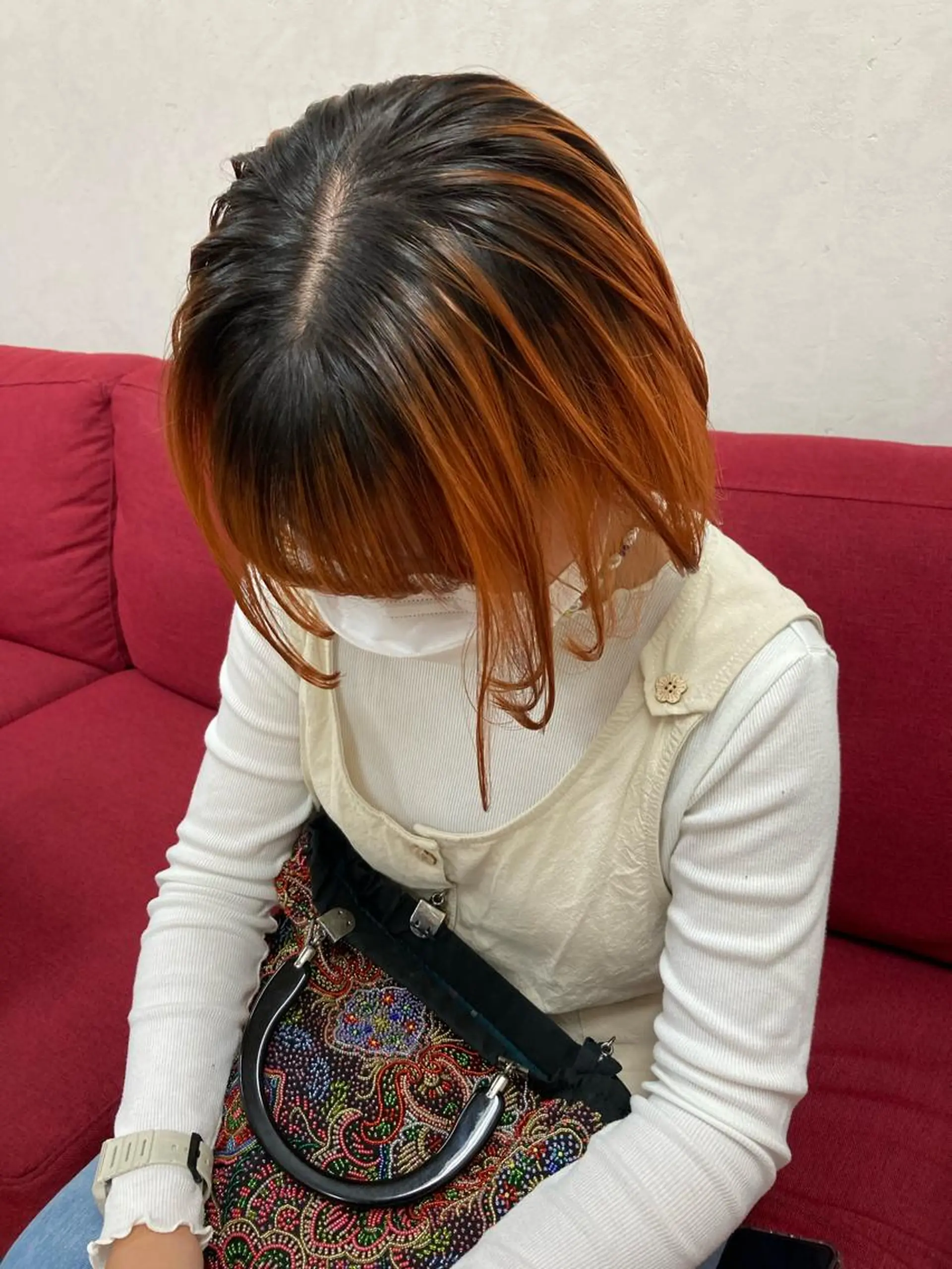 ショート カラー ブリーチ オレンジ ヘアカラー nono🐈 本鵠沼駅から徒歩1分のヘアスタイル