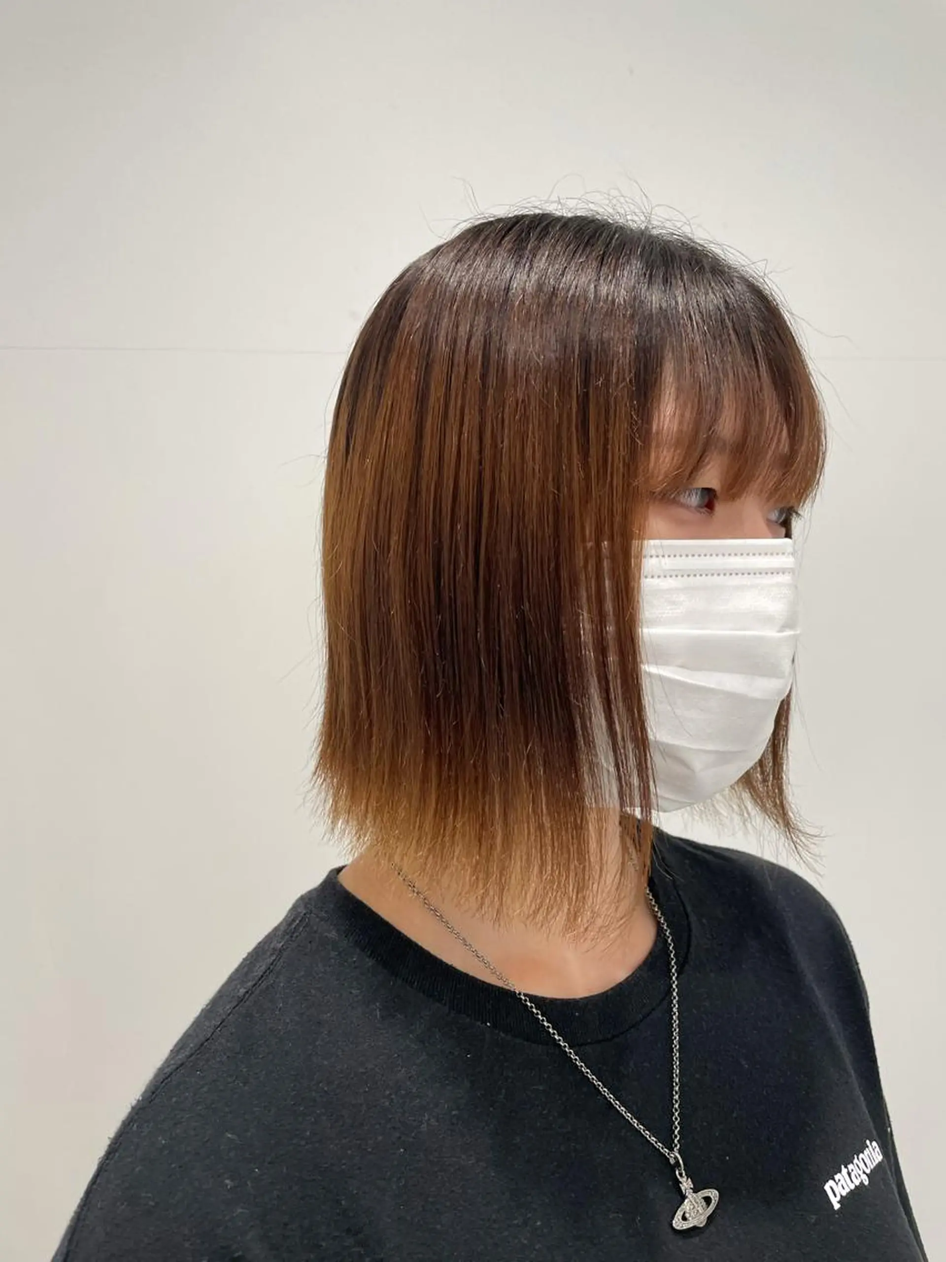 ミディアム 切りっぱなしボブ ボブ 暖色🎀ゆるふわ☁️ MOERI 🍒のヘアスタイル