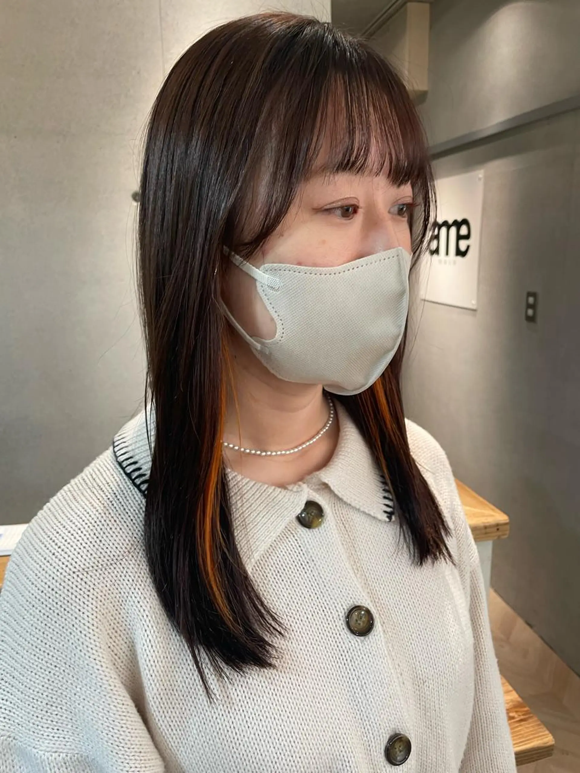 セミロング カラー オレンジ カット ヘアカラー トリートメント しのはら まどかのヘアスタイル