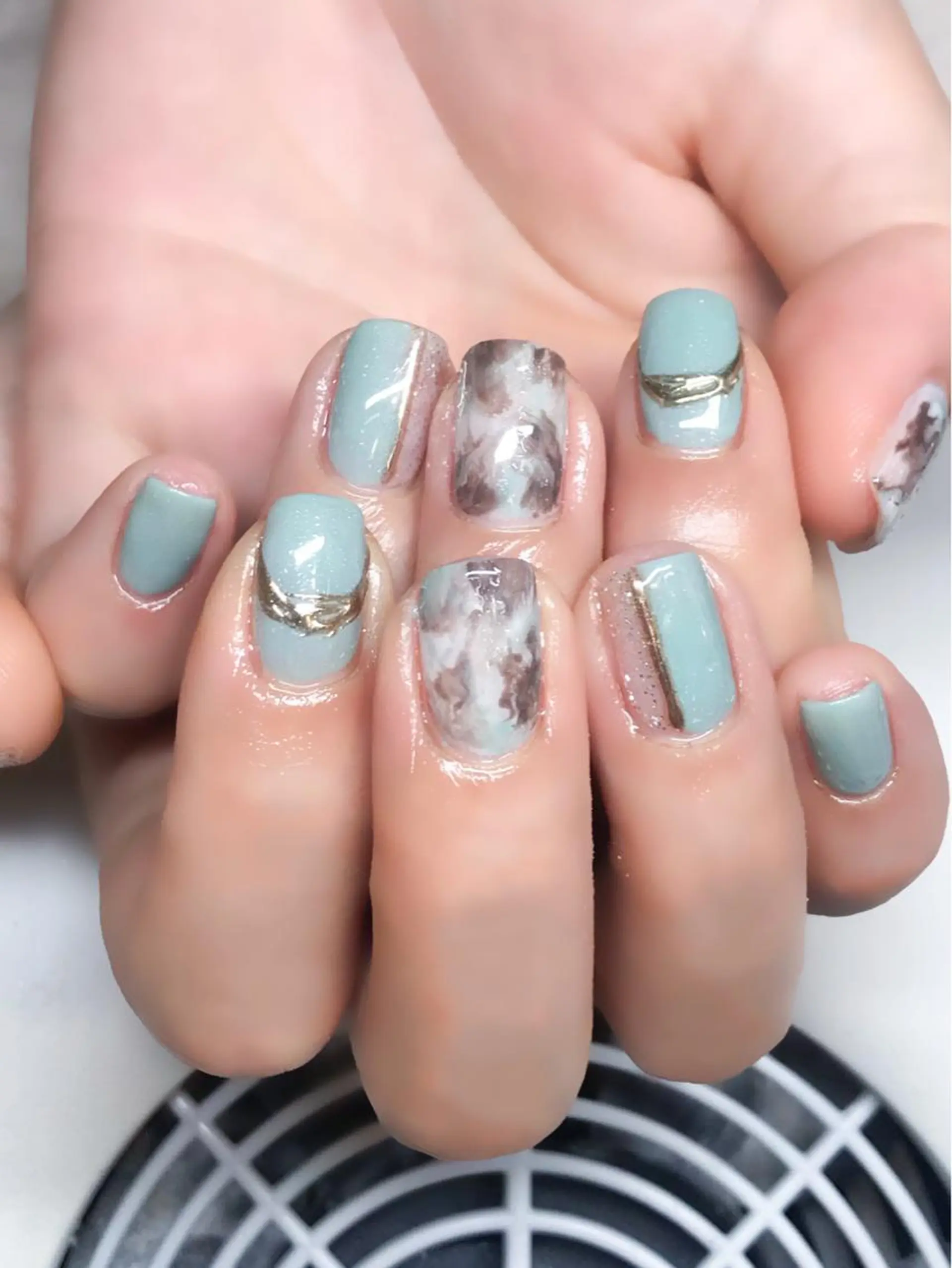 ネイル ブルー ブラウン ジェルネイル 冬ネイル Nyanco Nailのネイルデザイン