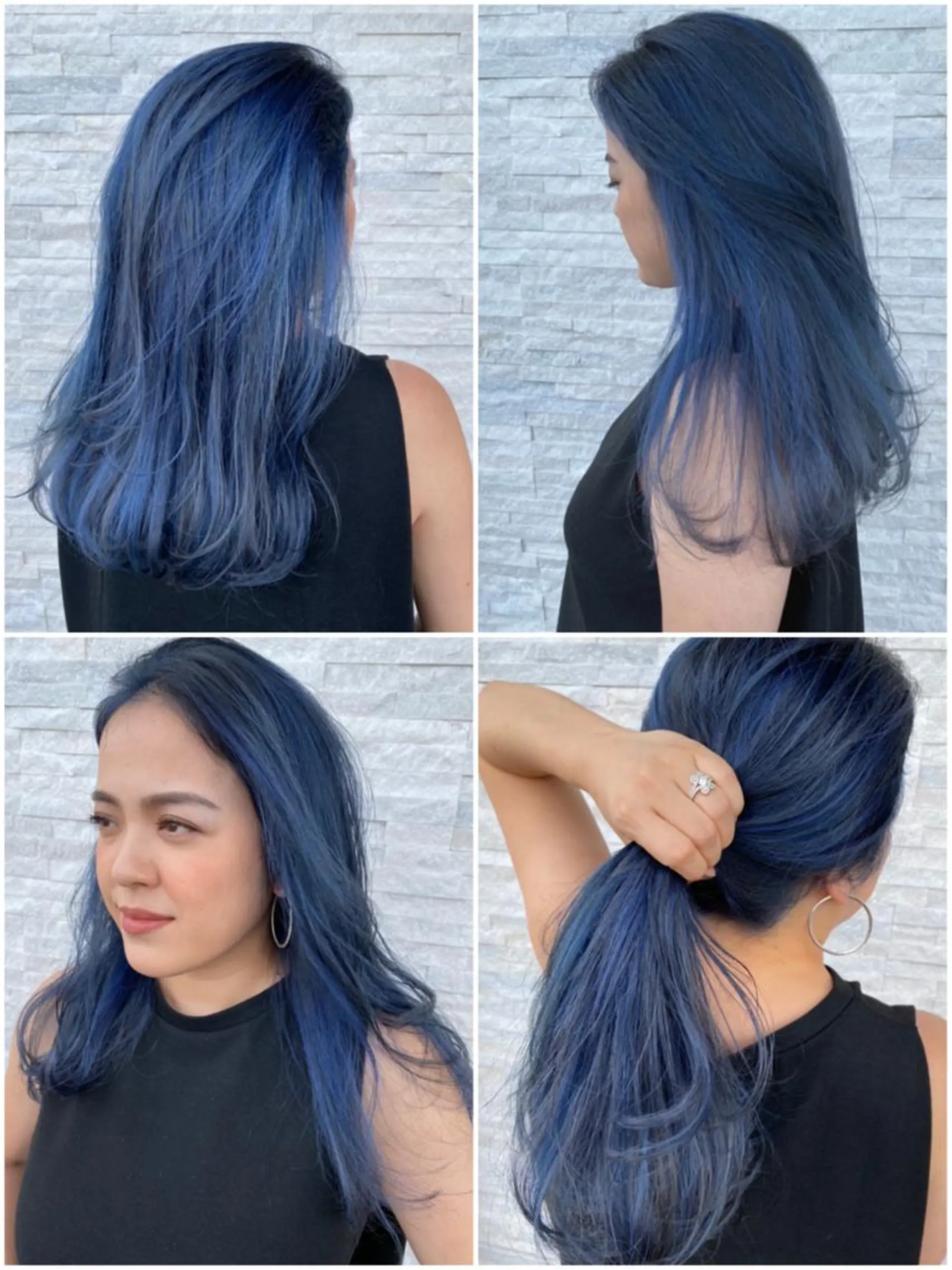 ロング カラー パーマ ヘアアレンジ メンズ ネイル ブルーカラー ブルー 美容室 ソンリエのヘアスタイル