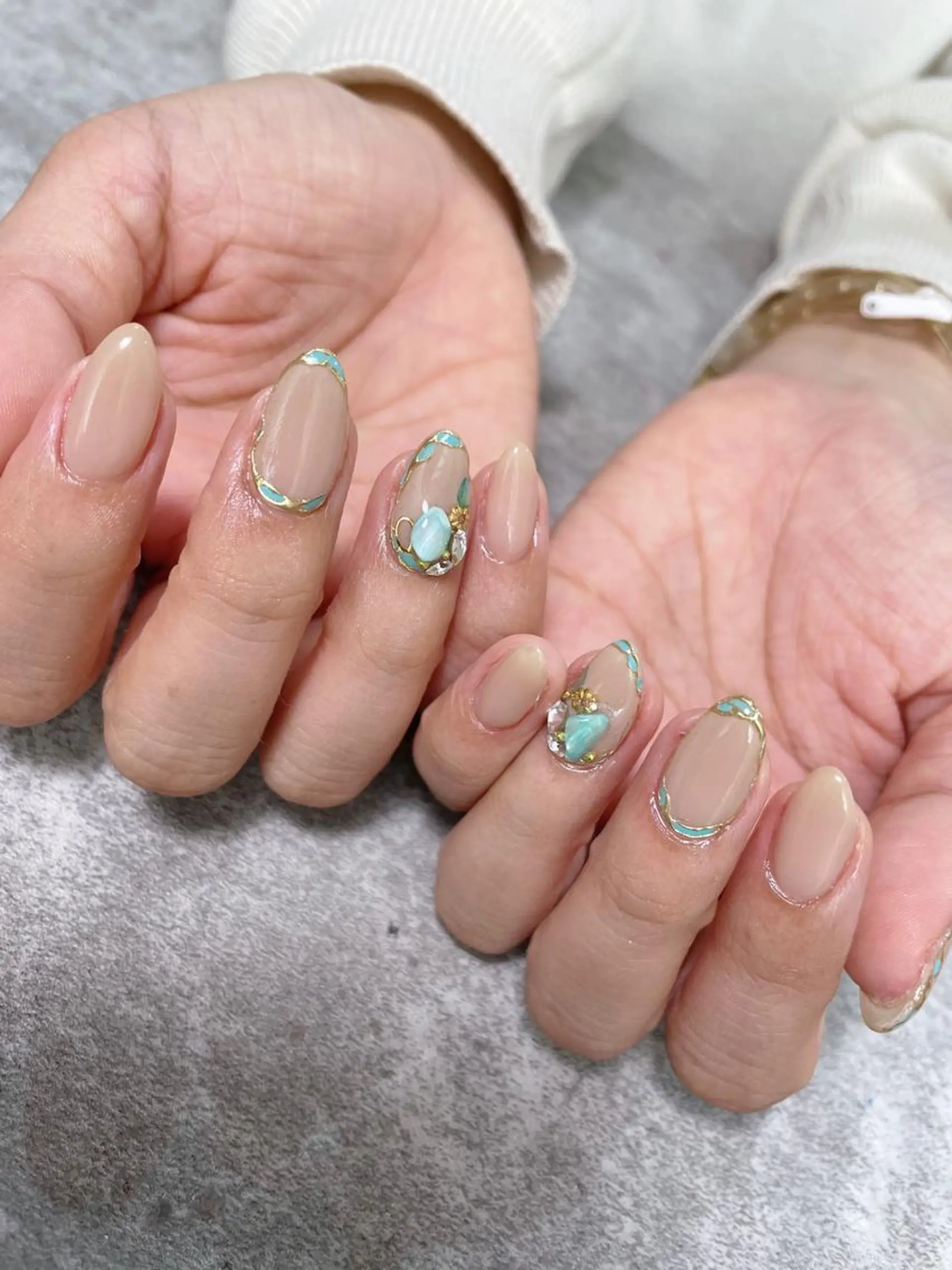 ネイル ブルー オフィスネイル シンプルネイル ハンドネイル ma riのネイルデザイン