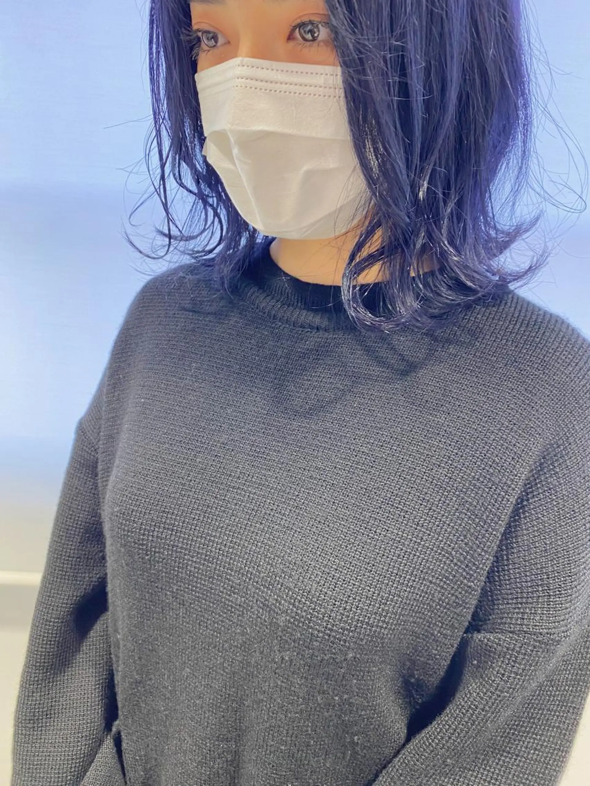 ミディアム カラー ボブレイヤー ネイビーカラー ボブ レイヤーカット カット ヘアカラー トリートメント 新井 広之のヘアスタイル