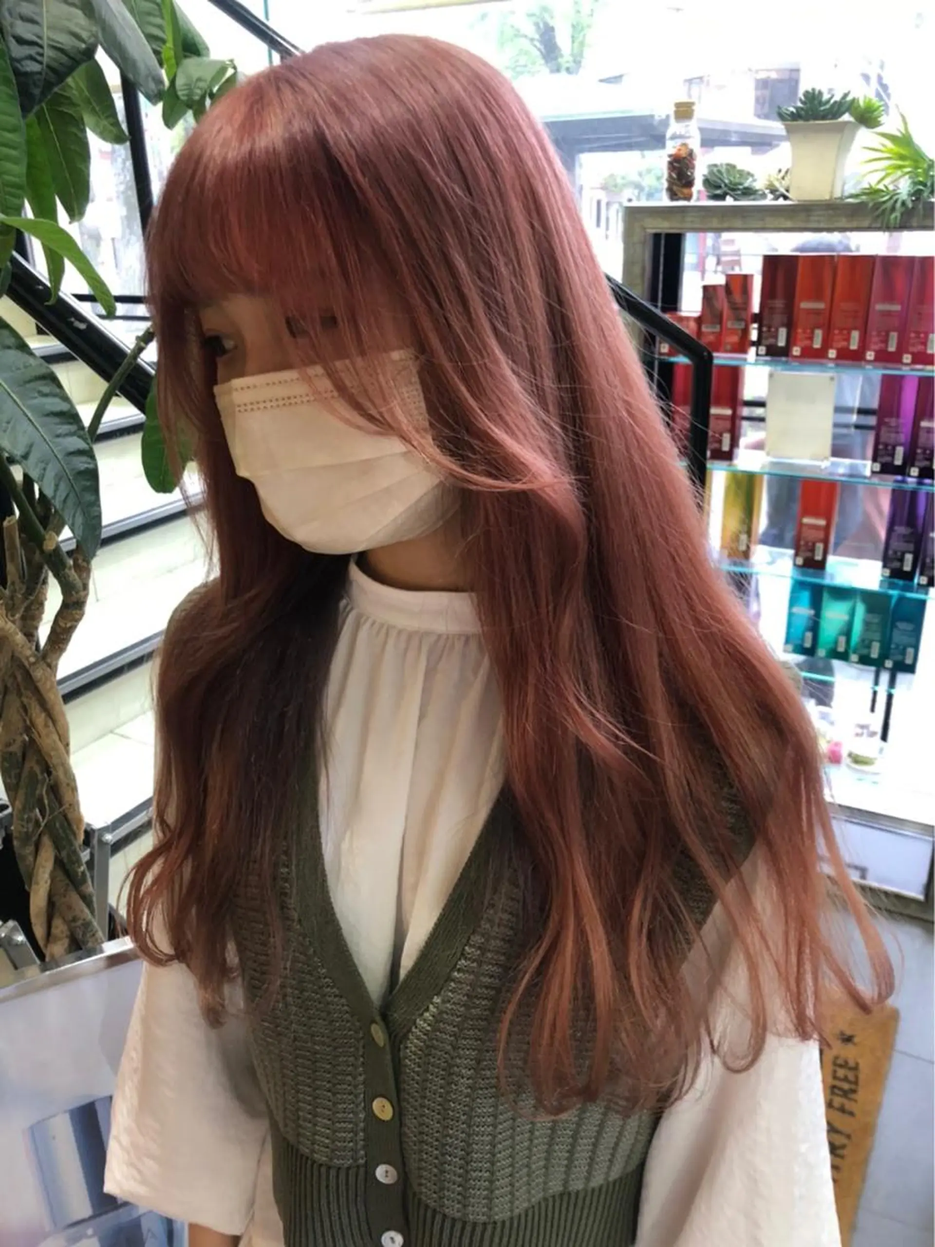 ロング ヘアカラー ダウンパーマ🇰🇷 毛流れパーマ【かな】のヘアスタイル