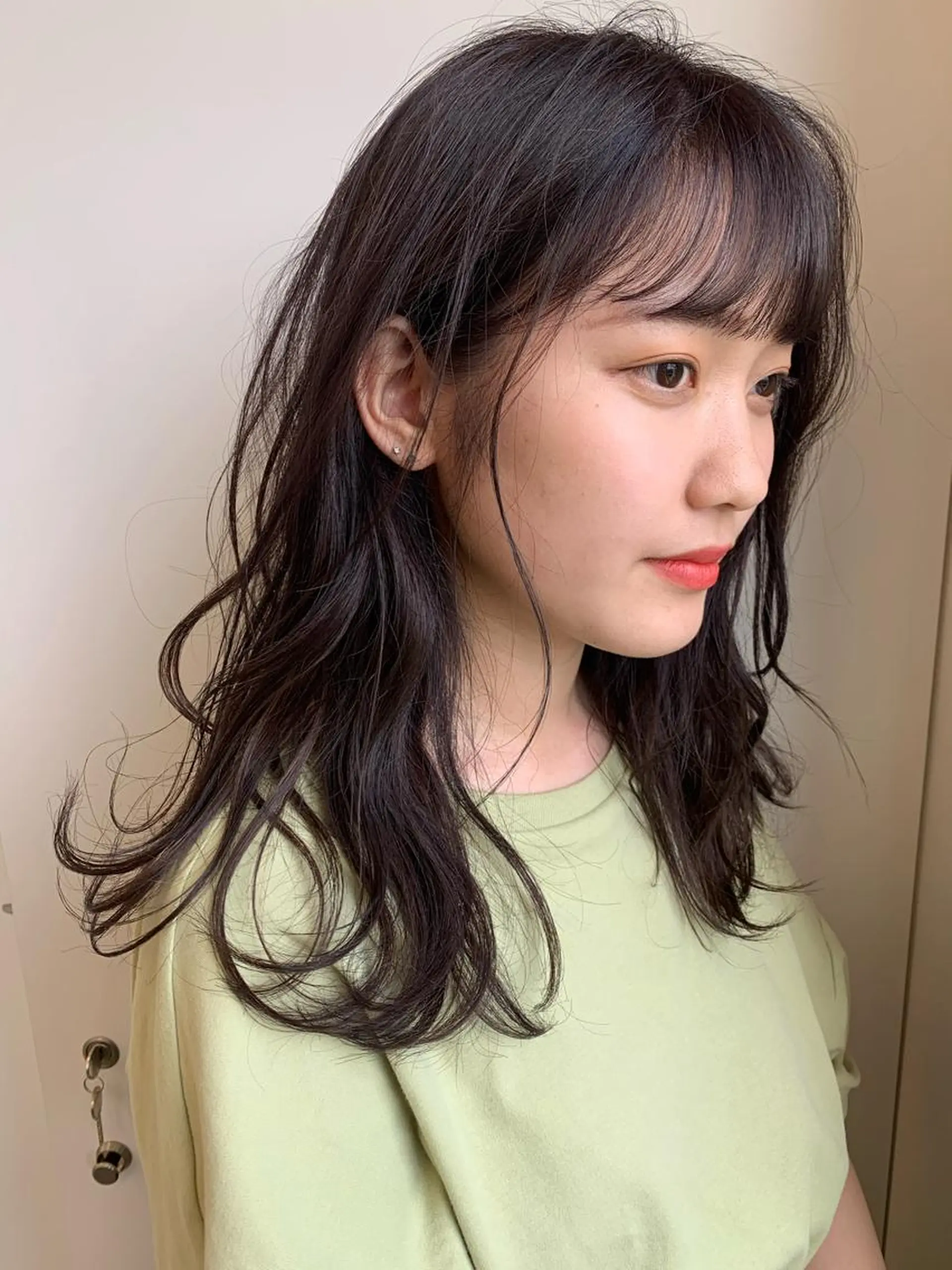 ミディアム カラー アッシュ パープルカラー パープルアッシュ シースルーバング PAIR DAISUKEのヘアスタイル