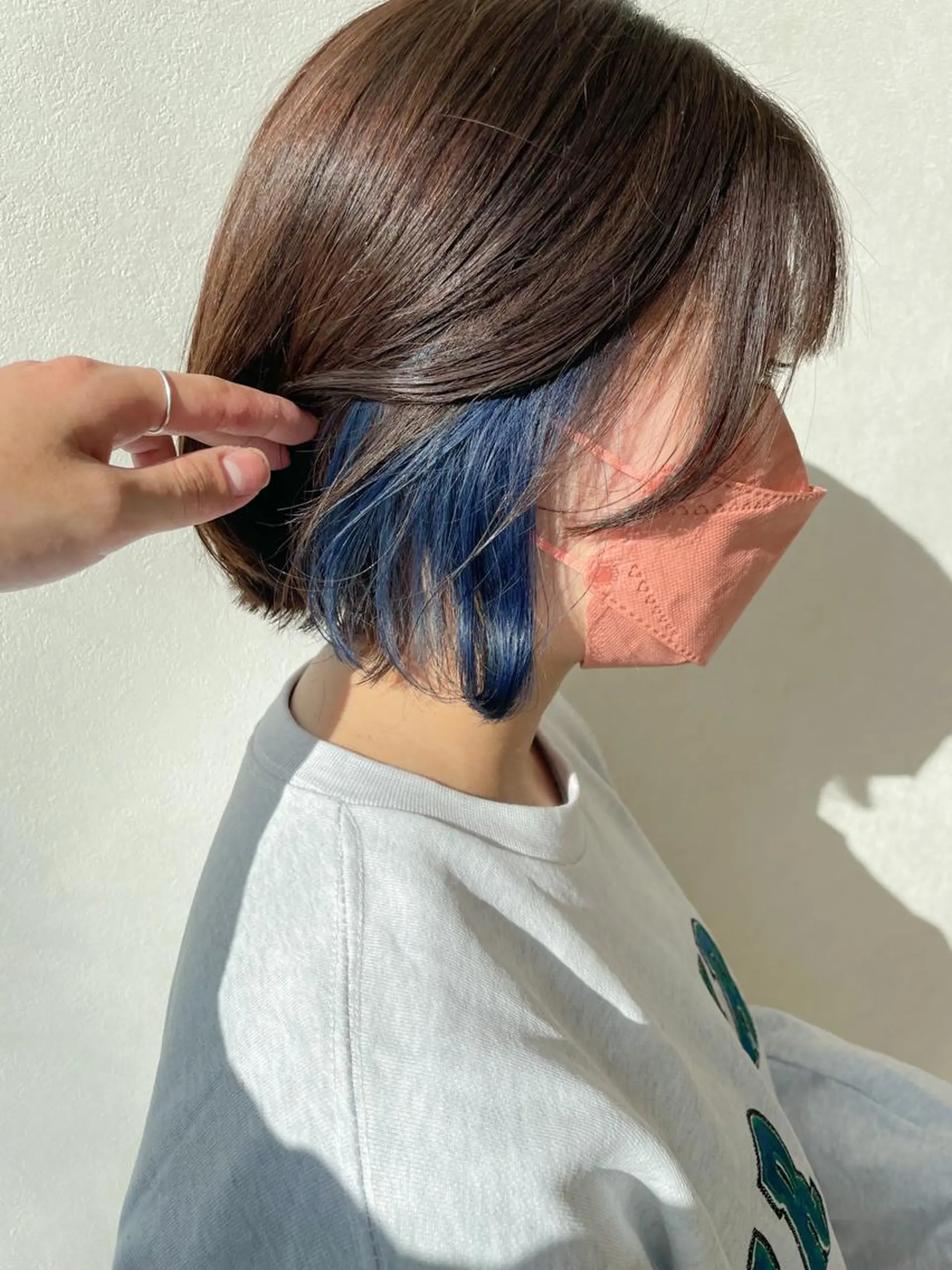 ショート カラー ブルーカラー イヤリングカラー ヘアカラー 髪質改善/ブリーチ 田代 龍我のヘアスタイル