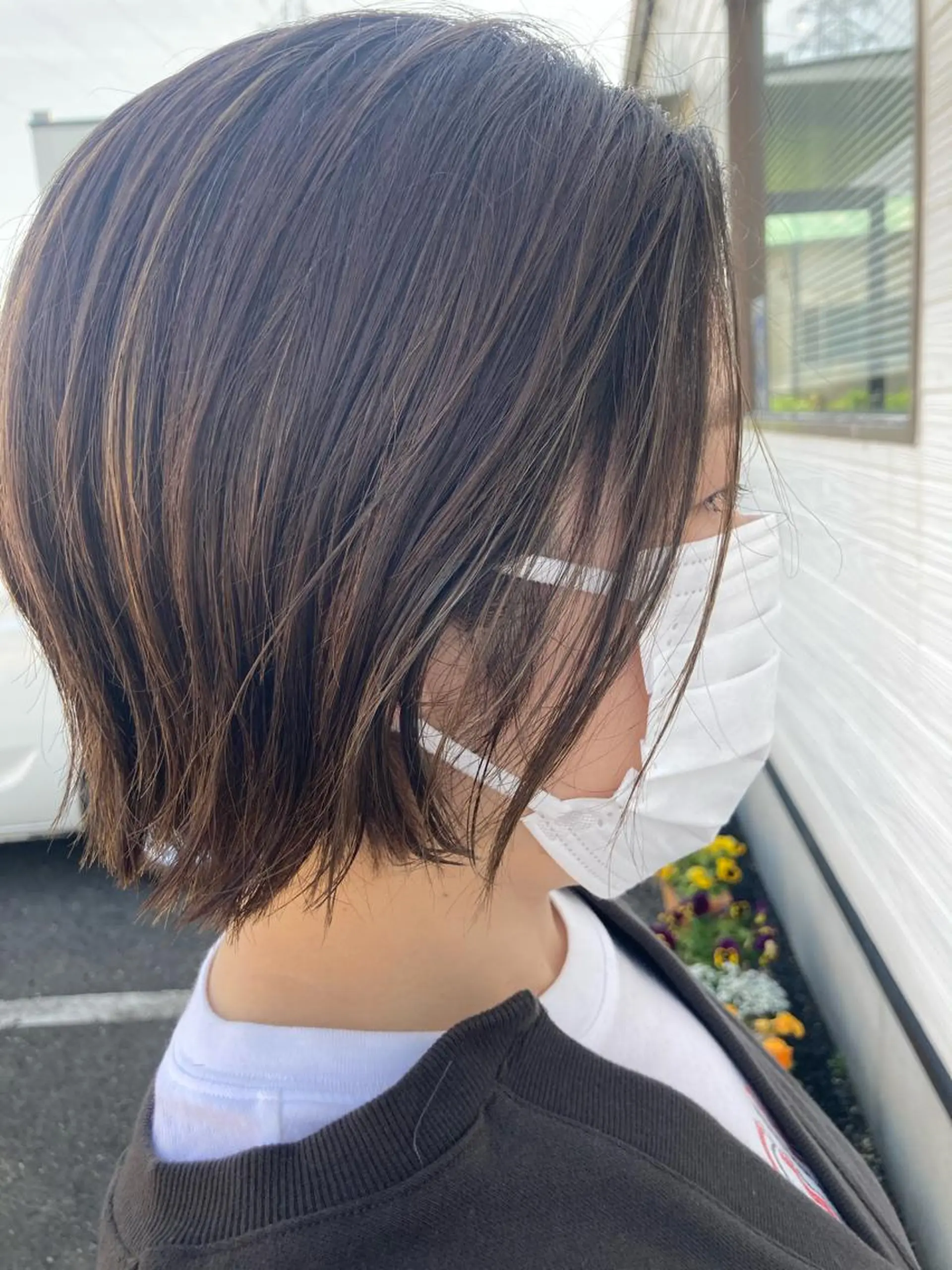 ショート カラー ハイライトカラー ボブ ハイライト ヘアカラー ビヨウシツトリコ よねたにみなのヘアスタイル