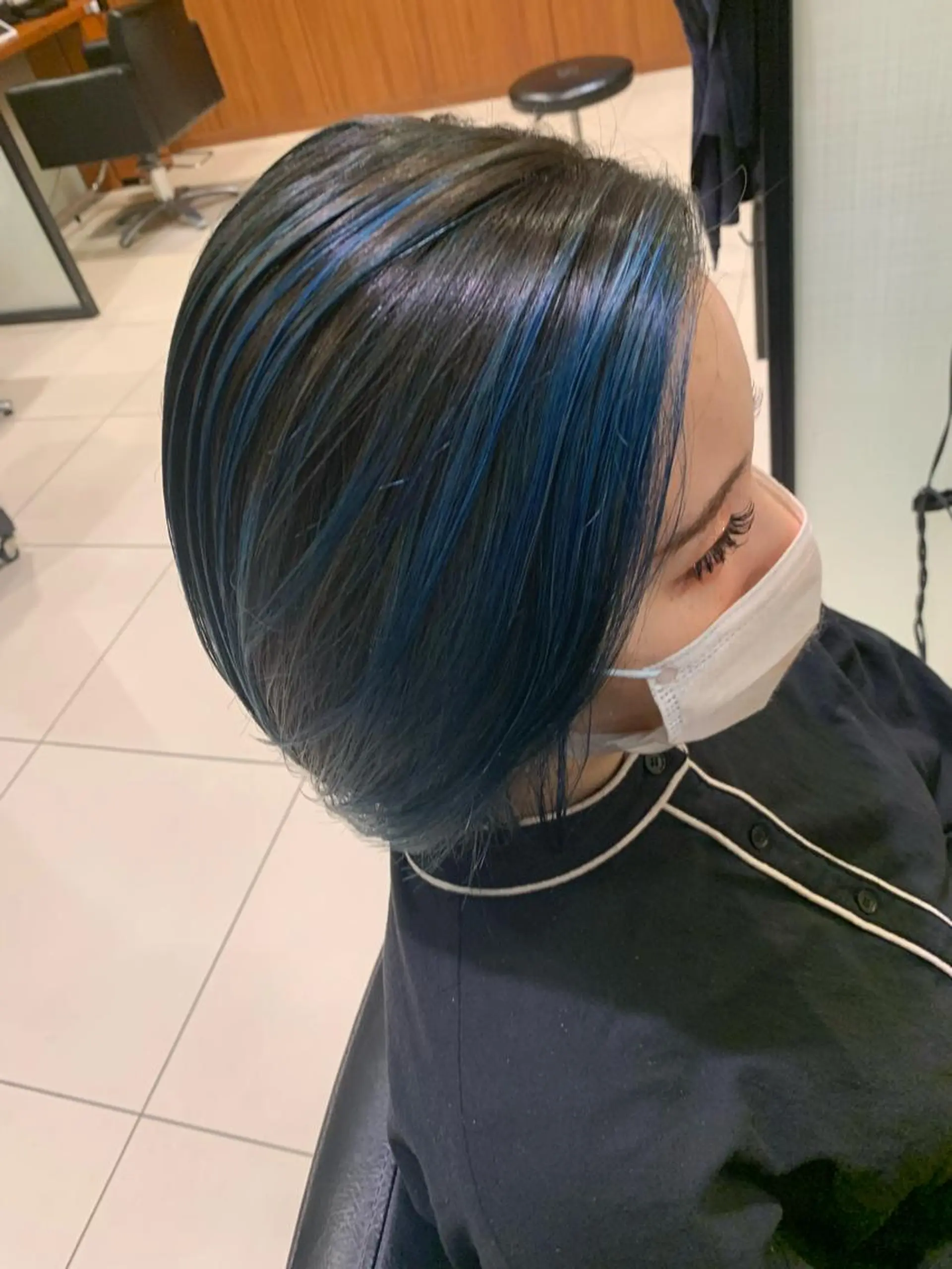 ショート カラー ミストバング ブルーカラー  フェイスフレーミング ハイライトカラー ハイライト ヘアカラー 佐藤 嶺のヘアスタイル
