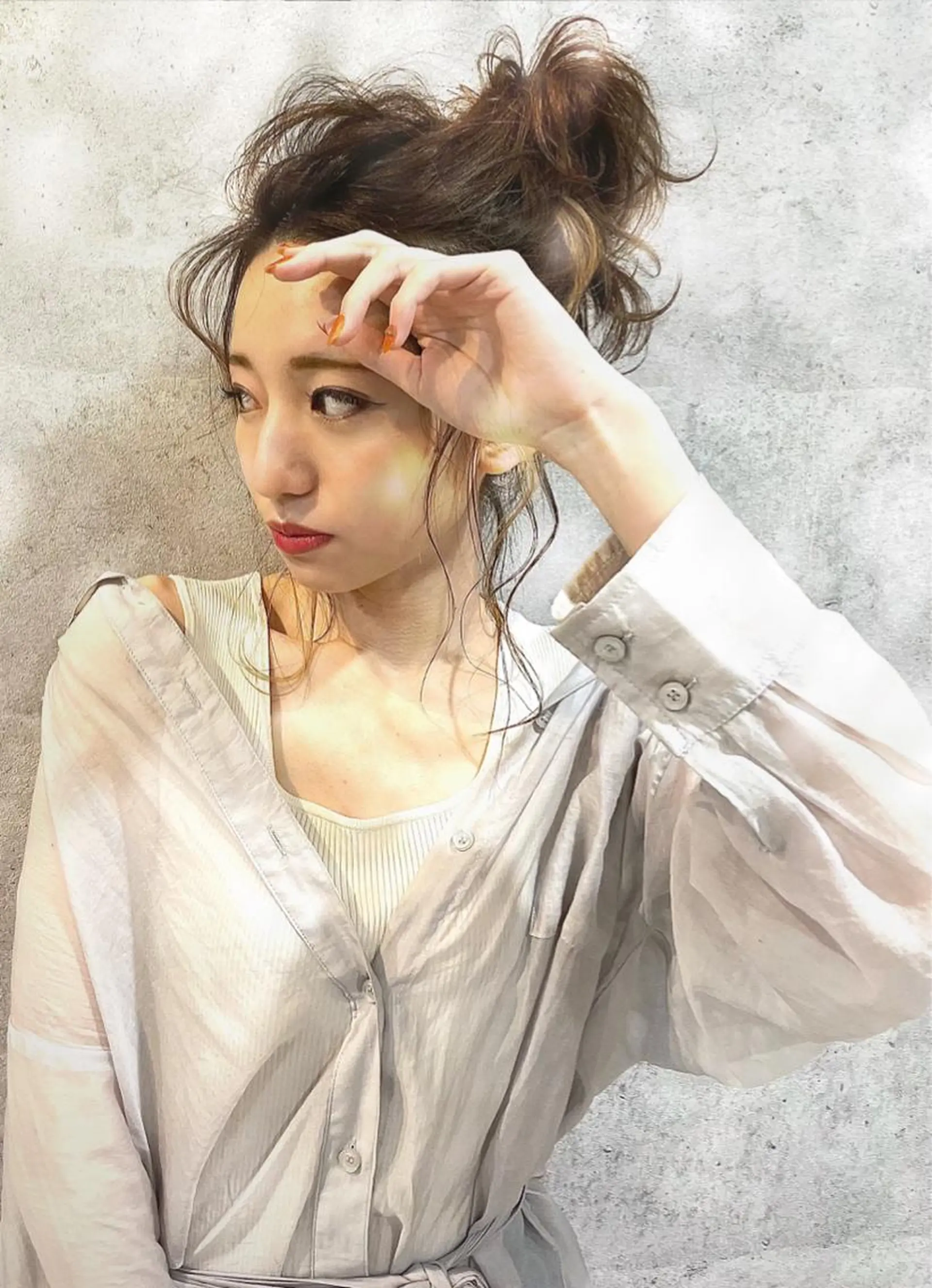 セミロング ヘアアレンジ お団子ヘア ヘアセット 骨格整形カット/ ショート✂️堀夢哉のヘアスタイル