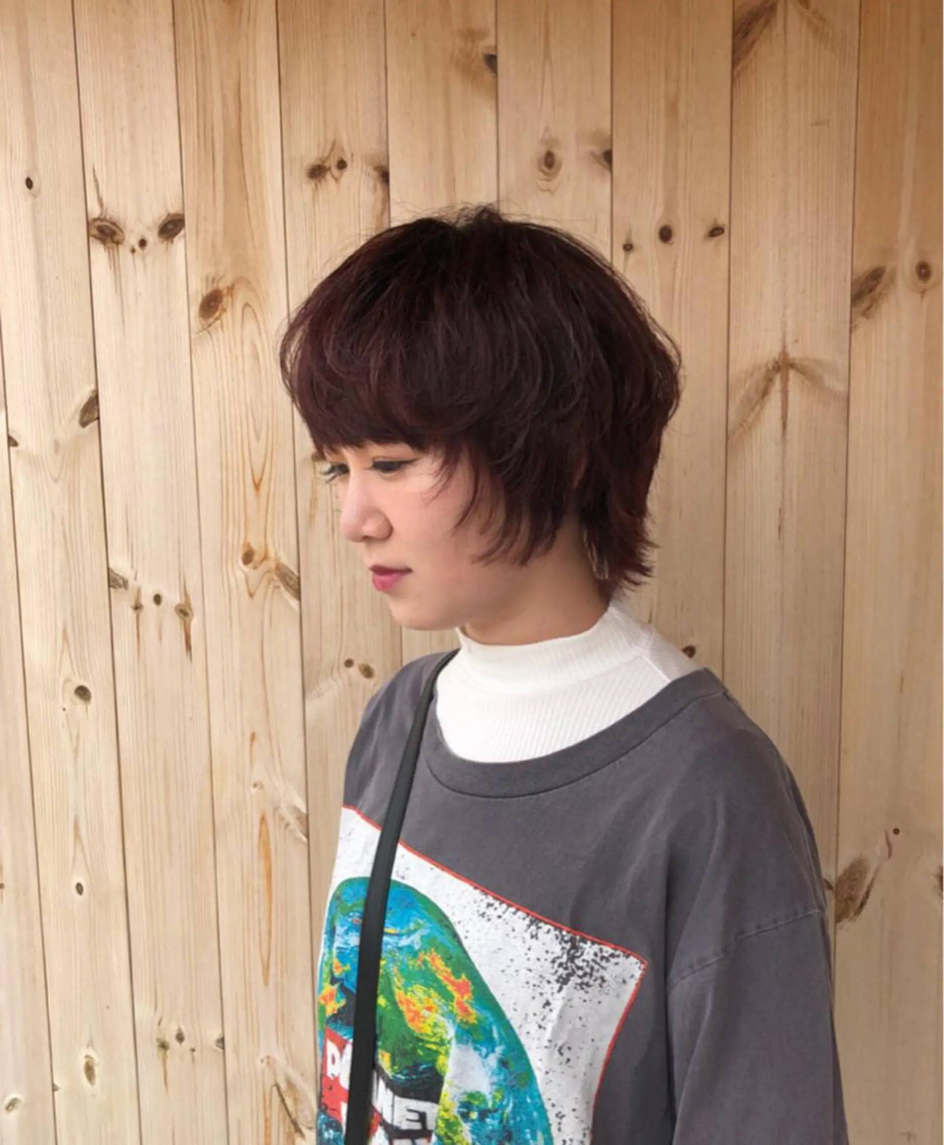 ショート カラー ブラウンカラー レッドカラー レッドブラウン ウルフカット 房川 尚人のヘアスタイル