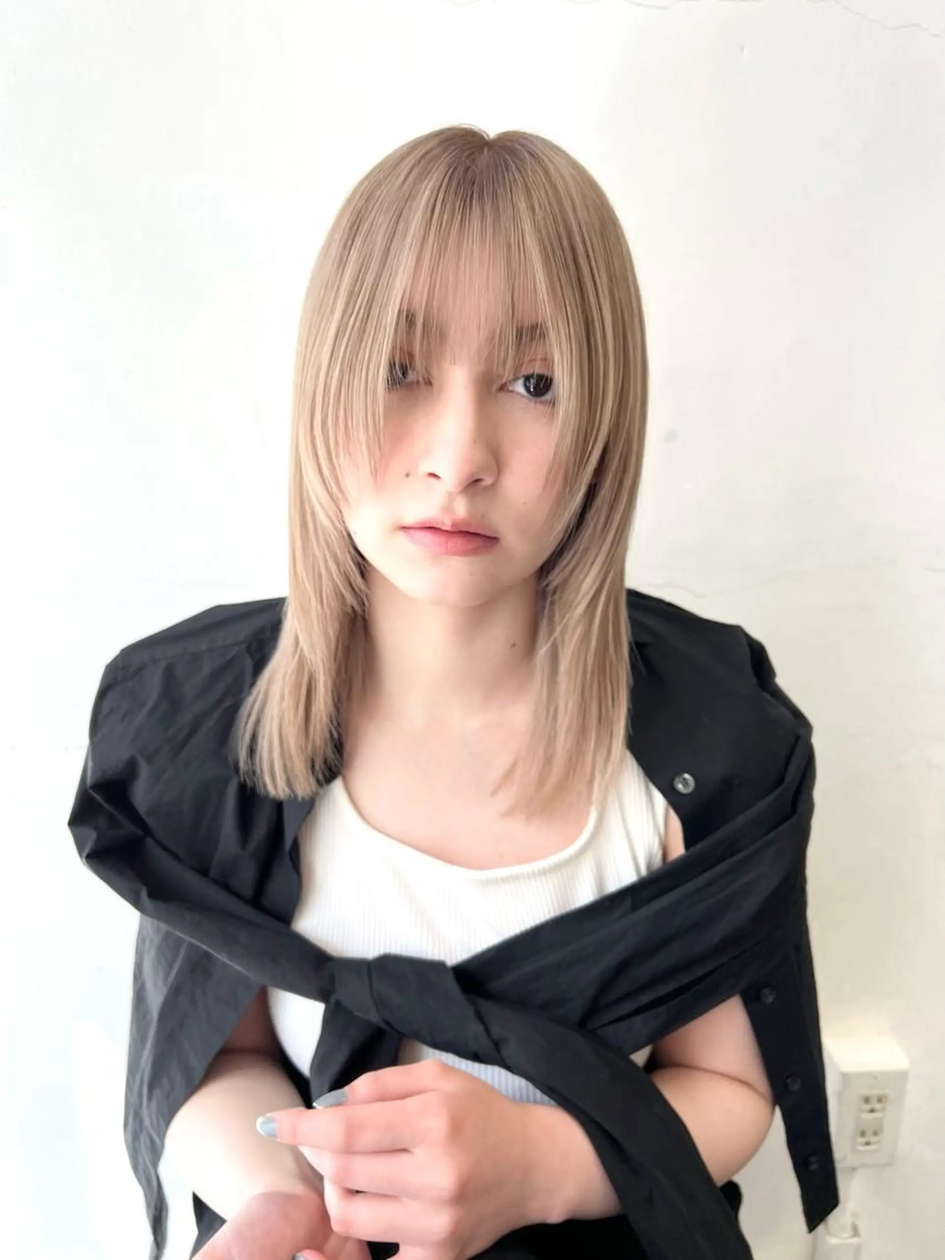 ミディアム 顔まわりレイヤー レイヤーカット ウルフカット カット ヘアカラー トリートメント HARU//原宿🤍 リピート率NO.1のヘアスタイル