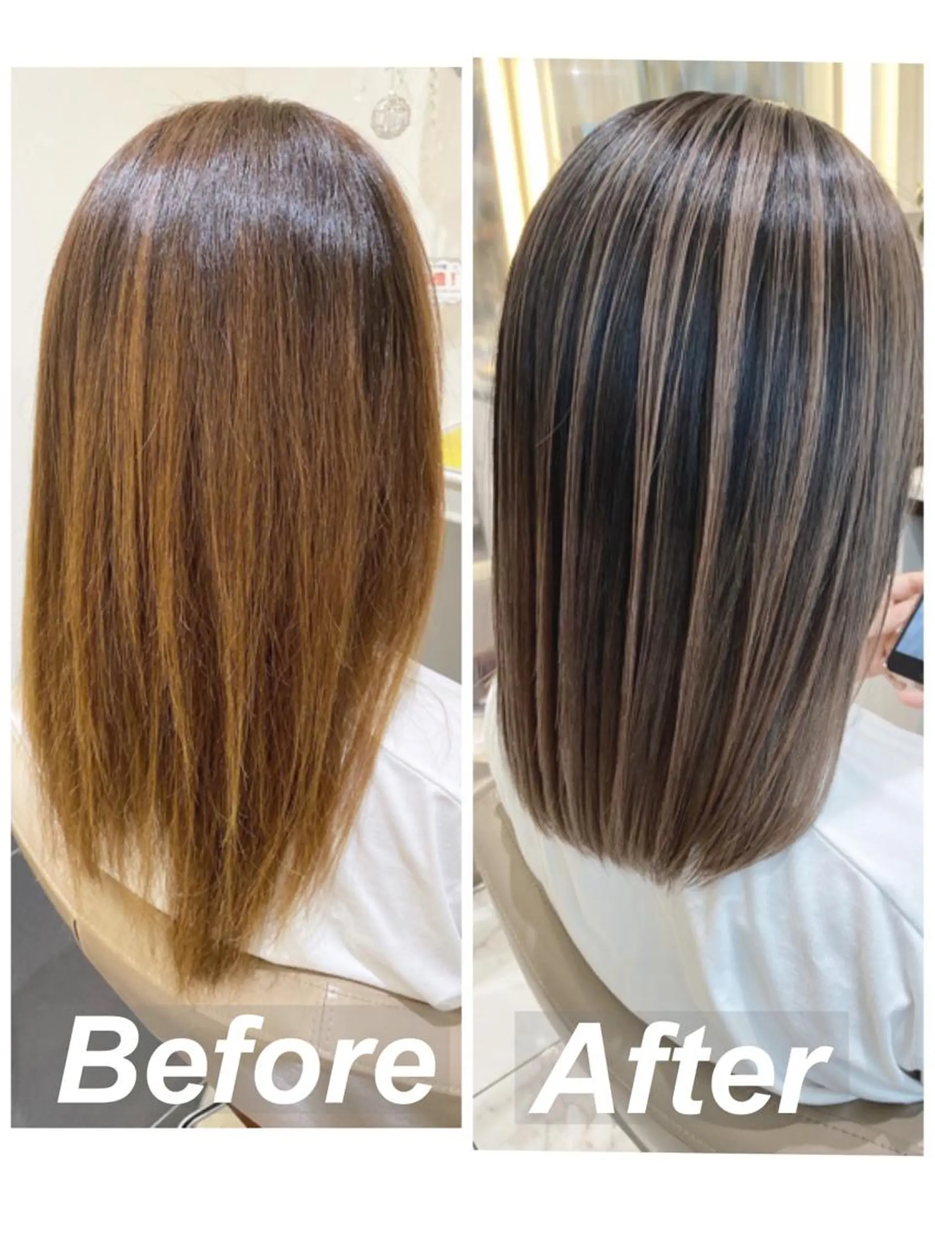 セミロング カラー バレイヤージュ 髪質改善 レイヤーカット カット ヘアカラー トリートメント 山崎俊輔/髪質改善 /バレイヤージュのヘアスタイル