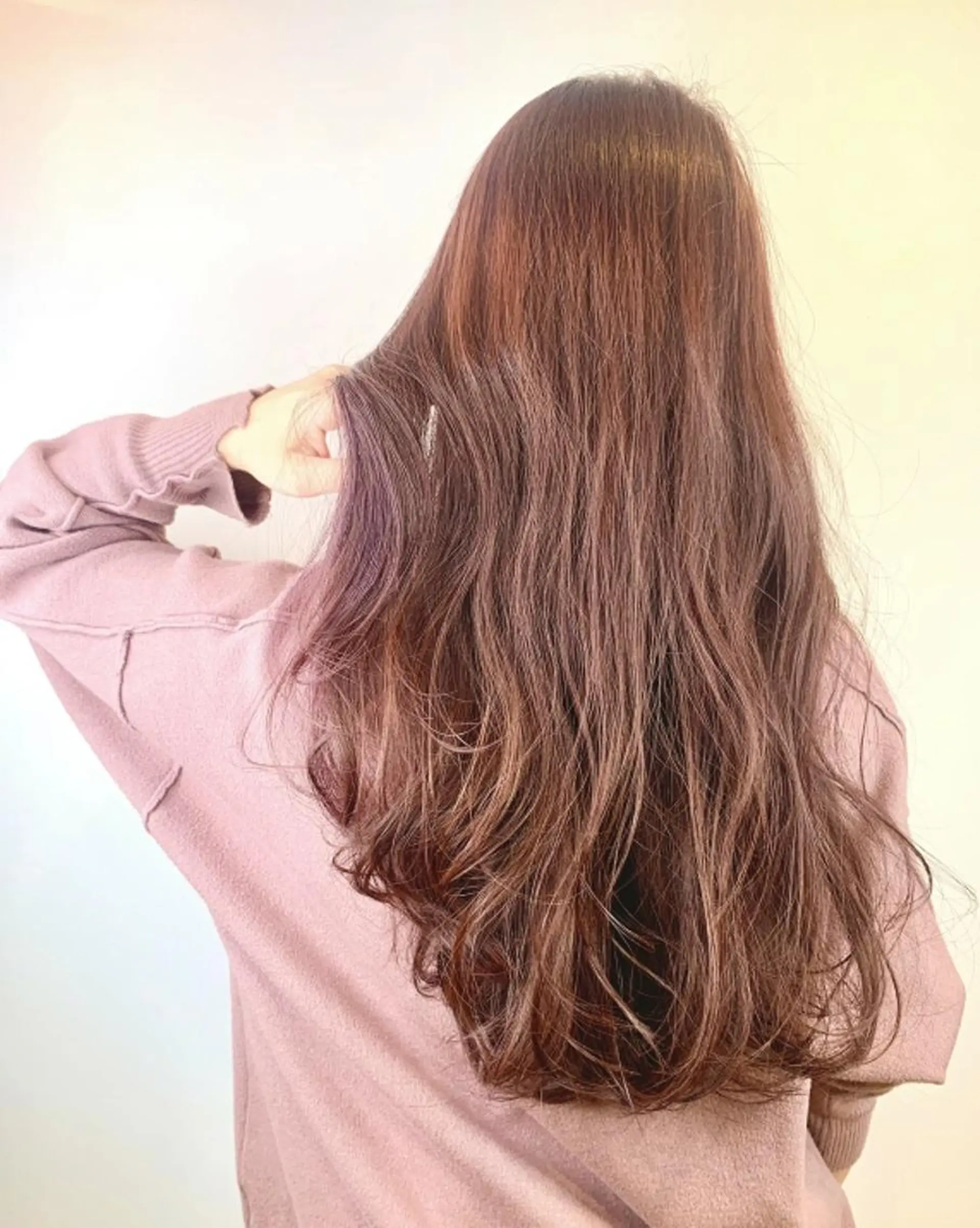 ロング カラー アディクシーカラー ハイトーンカラー イルミナカラー ムルギョル巻き ロング ヘアカラー トリートメント N° aria 三軒茶屋のヘアスタイル