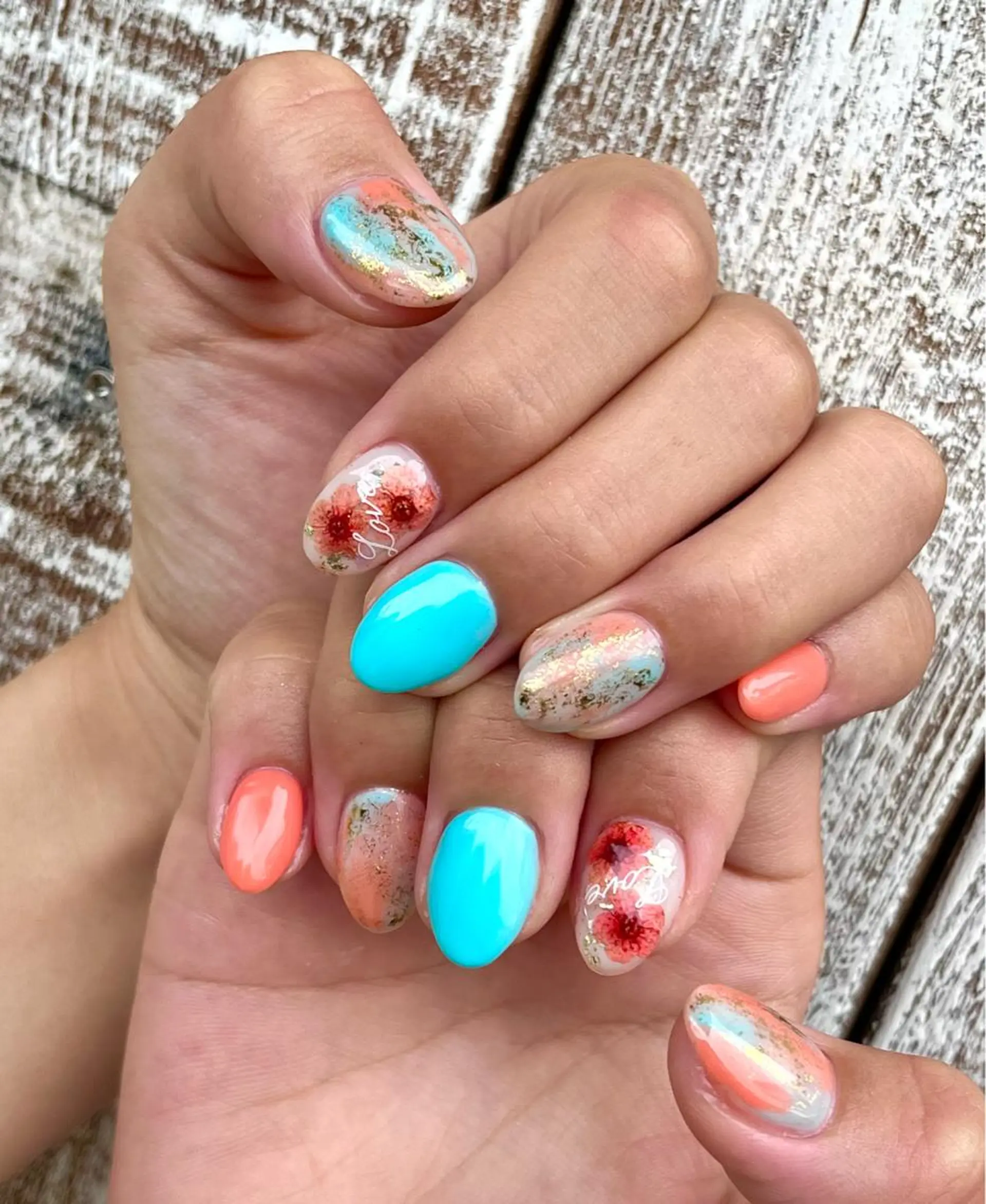 ネイル フラワーネイル ニュアンスネイル 夏ネイル ハンドネイル para ☀︎ sol by BECK所属・Para Sol nail　Maoのネイルデザイン