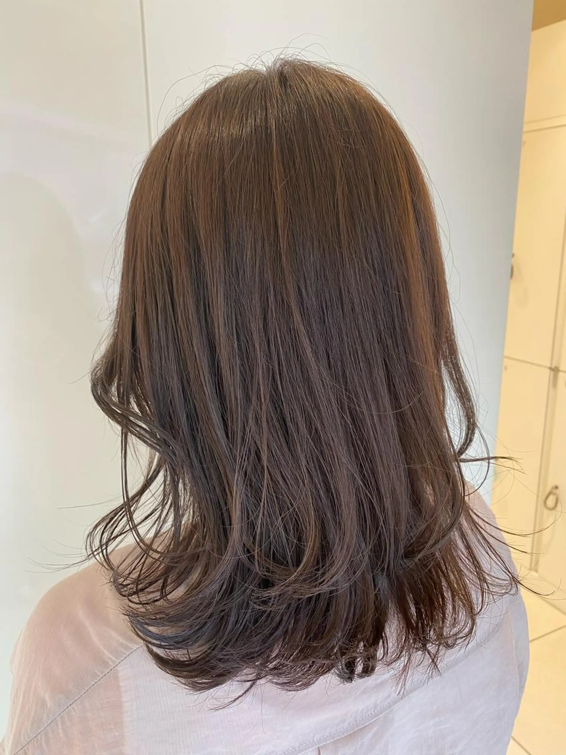 セミロング カラー カット プレイングカラー🤍 細めハイライトのヘアスタイル