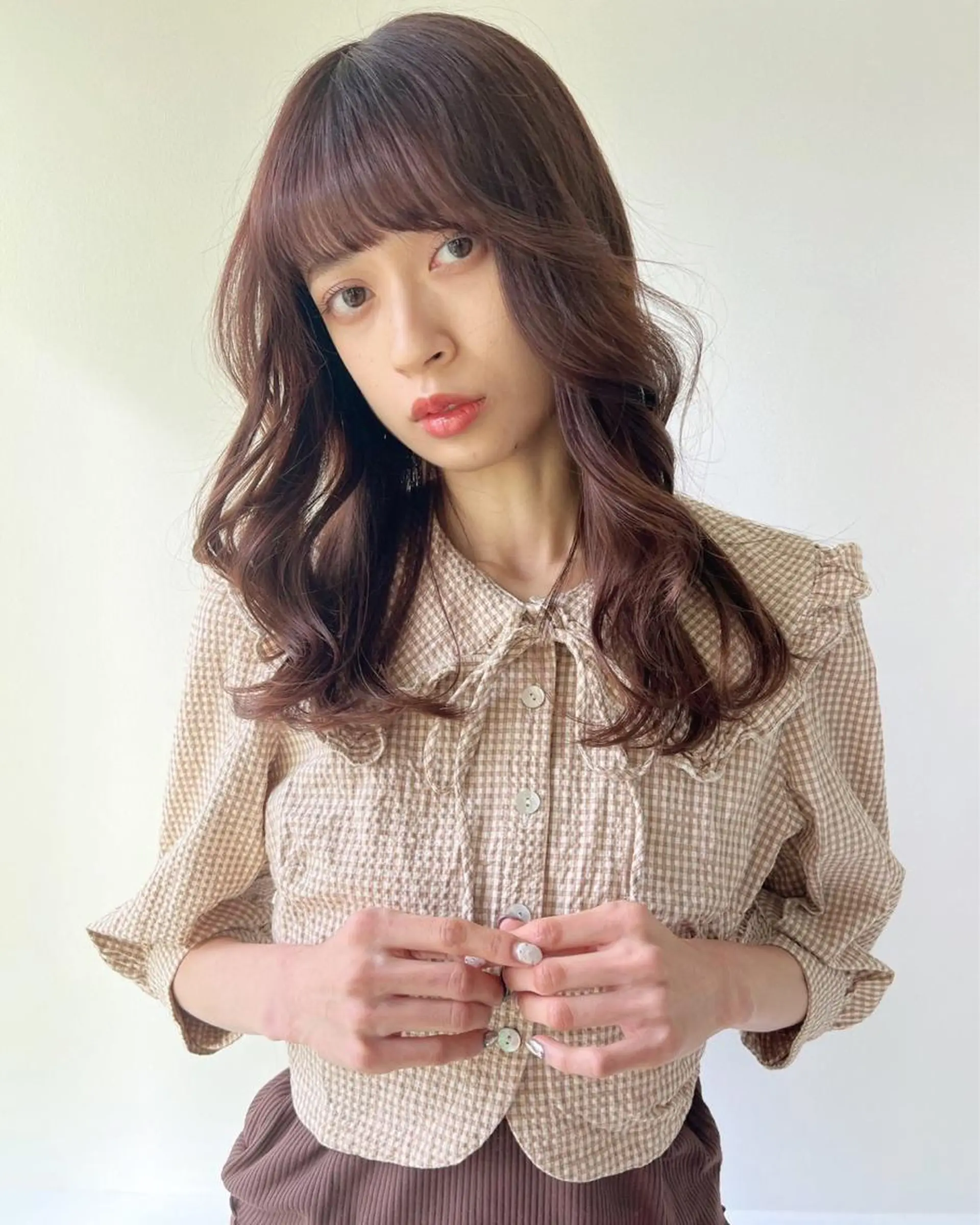 セミロング カラー ブラウンカラー ピンクカラー ピンクブラウン ヘアカラー トリートメント レイヤー×グレージュ /ピンク🩷mioのヘアスタイル