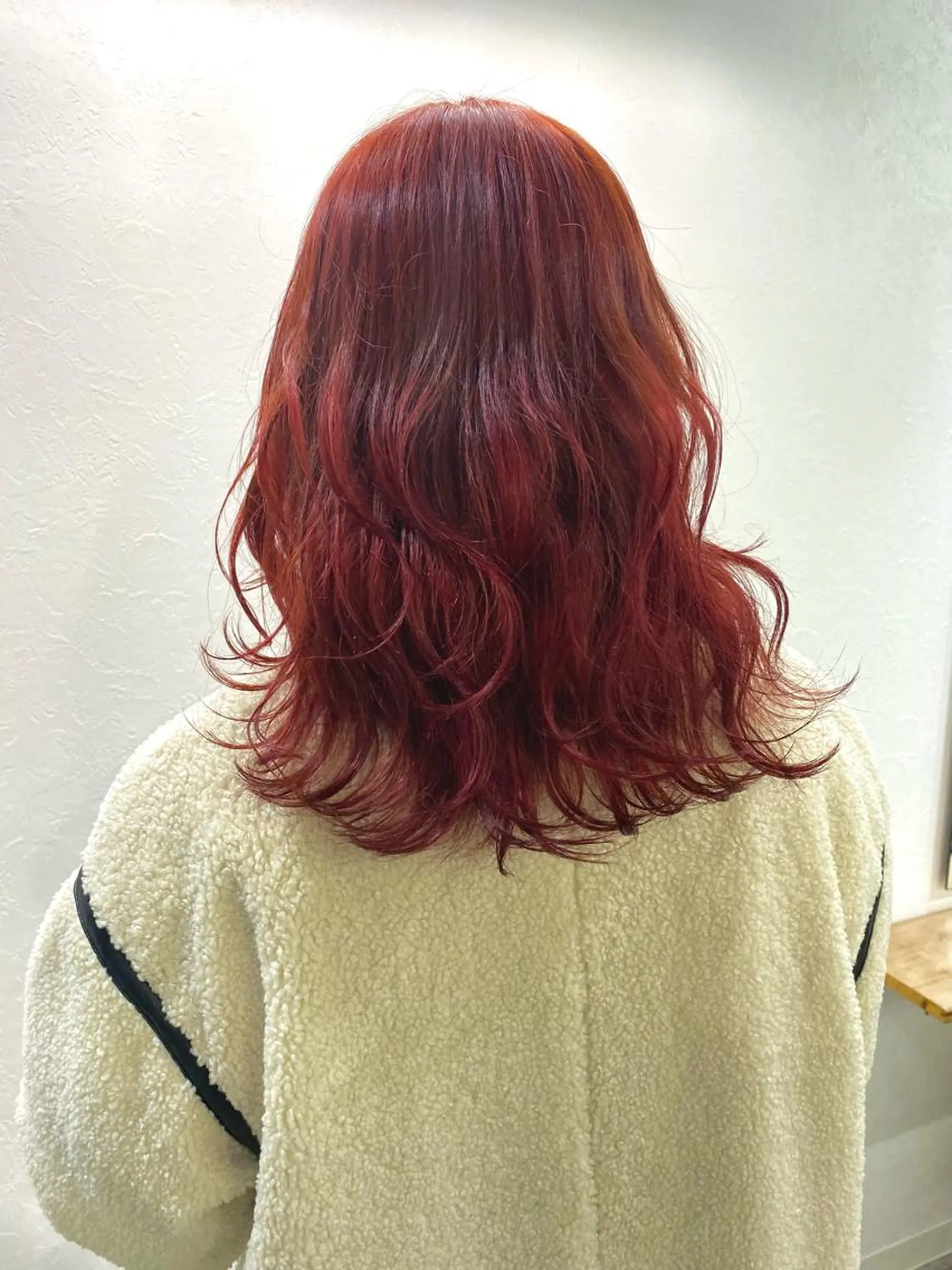 ミディアム カラー レッドカラー レイヤーカット カット ヘアカラー トリートメント 森貴裕/ベージュ/ パーマ/オリーブのヘアスタイル