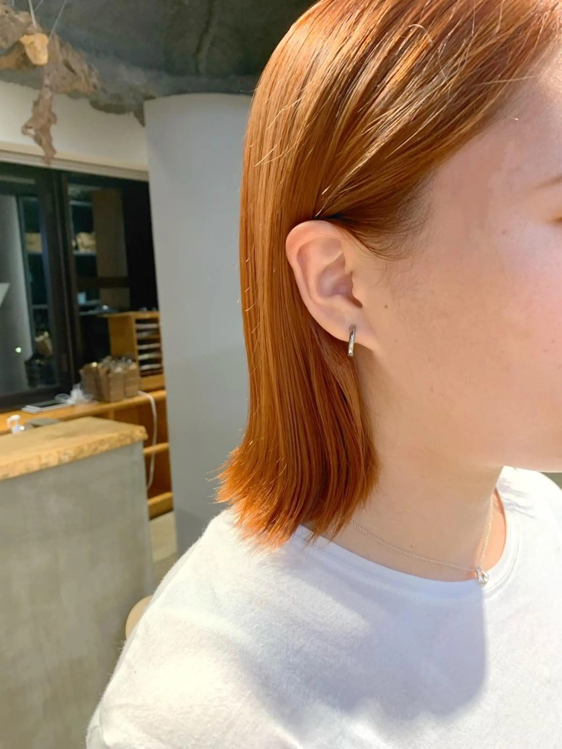 ミディアム カラー オレンジ ヘアカラー TONUKOA RUA下北沢店【トヌコア ルア】所属・丸山璃子 /パーマ/レイヤーのヘアスタイル