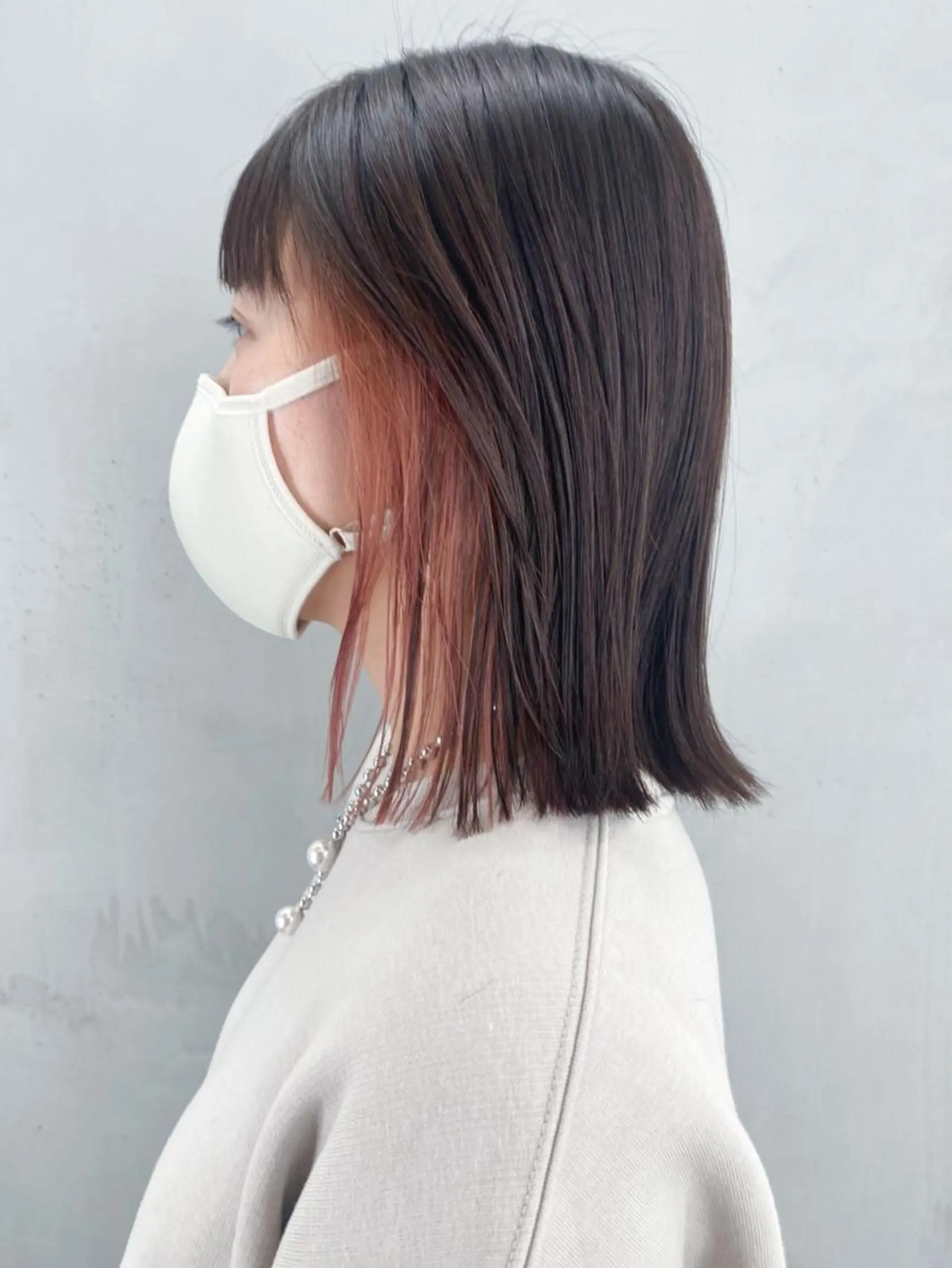 ミディアム カラー パーマ ヘアアレンジ インナーカラー オレンジ ITbyALBUM 中野店のヘアスタイル