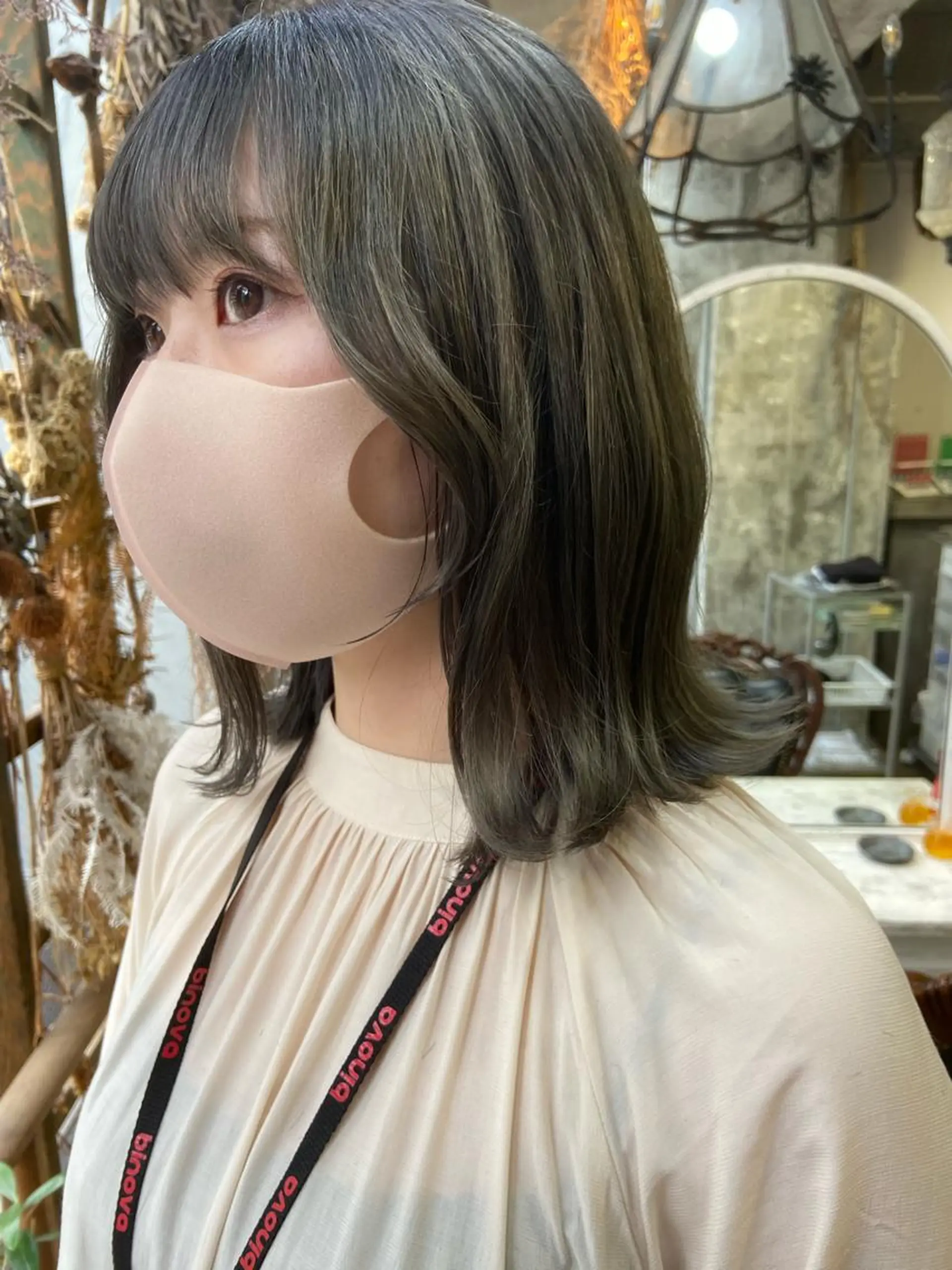 ミディアム カラー ブリーチ グレージュ ハイトーンカラー オリーブカラー オレンジ 松尾太樹 【pia】福岡美容室のヘアスタイル