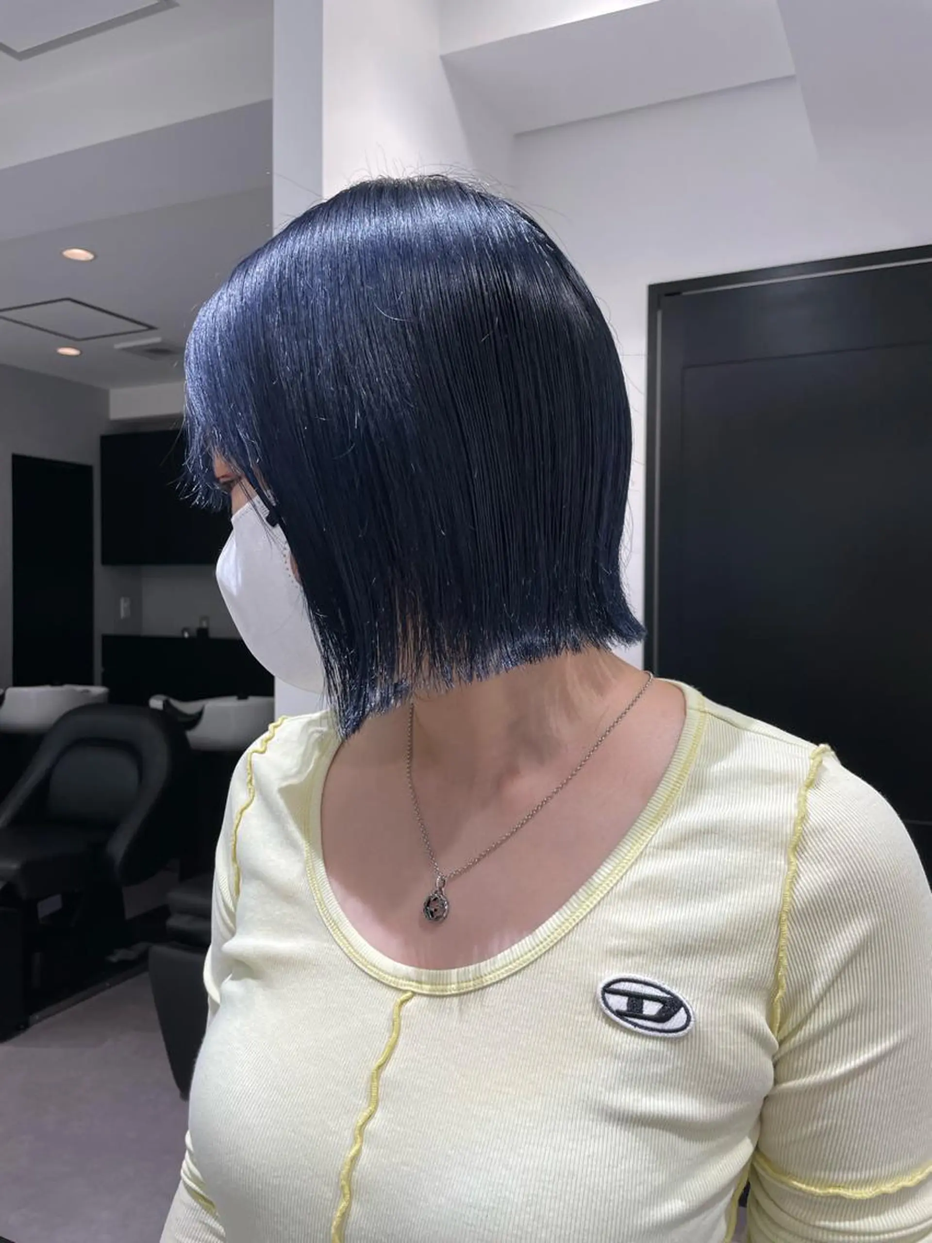 ショート カラー ブルーカラー ネイビーカラー ボブ カット ヘアカラー トリートメント ヘアセット メンズ特化 パーマ/オザワのヘアスタイル