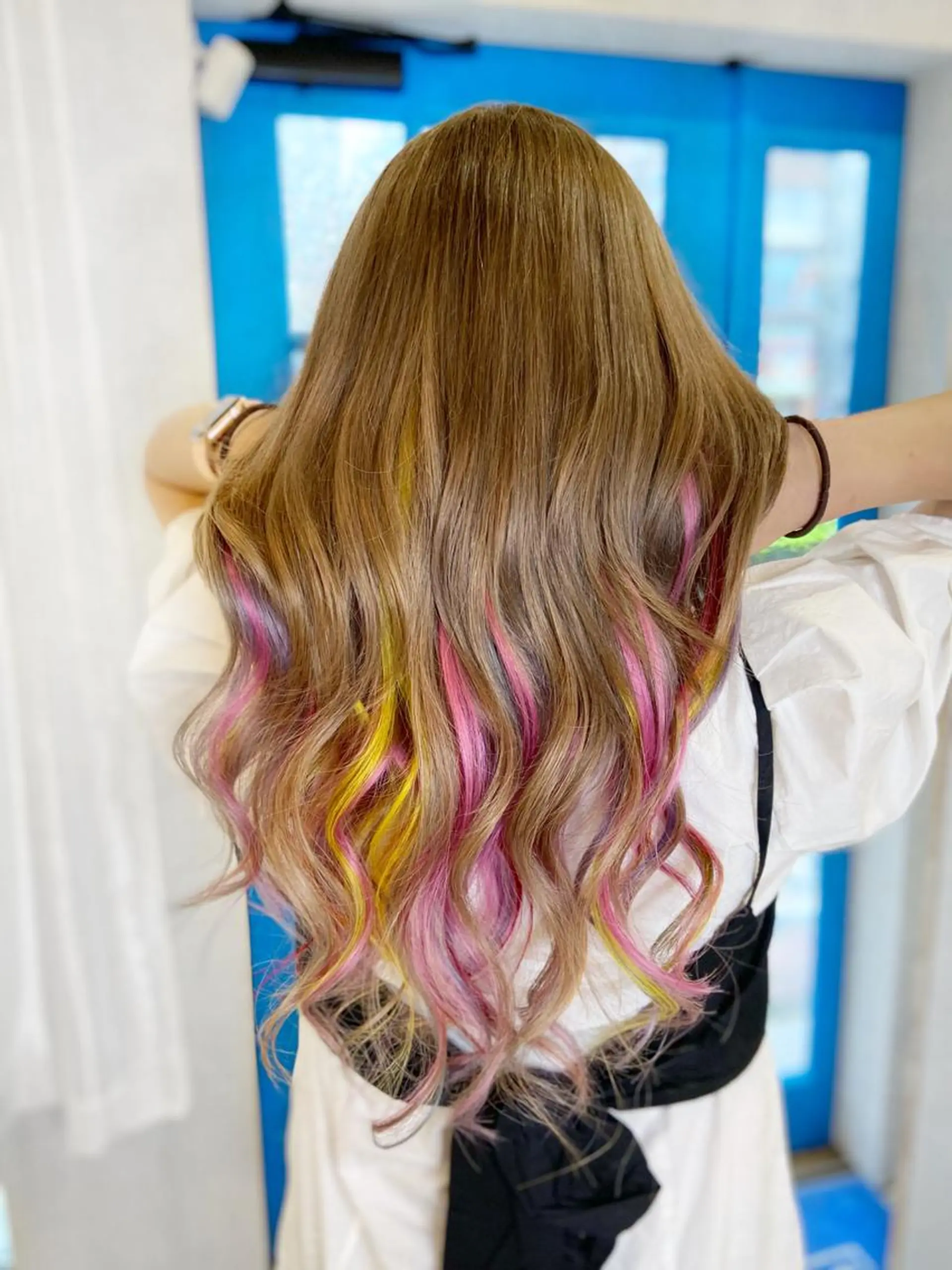 ロング カラー ヘアアレンジ ラベンダーカラー ピンクカラー ユニコーンカラー イエローカラー エクステ エクステ Shelltie Fiel (シェルティフィエル)所属・次世代シールエクステ 錦糸町 小泉 朋之のヘアスタイル